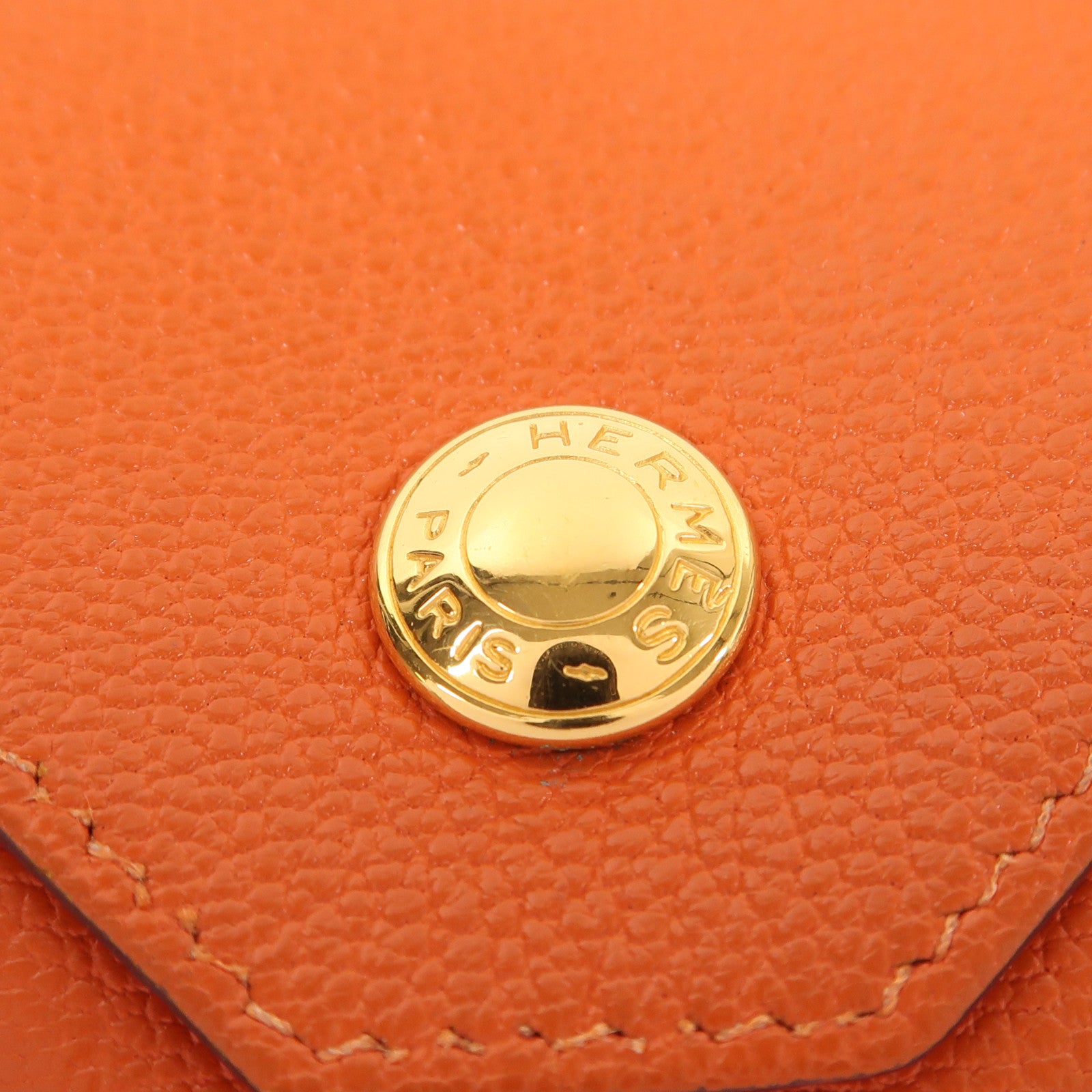 HERMES Chevre皮革Levain Quatre金扣零錢包