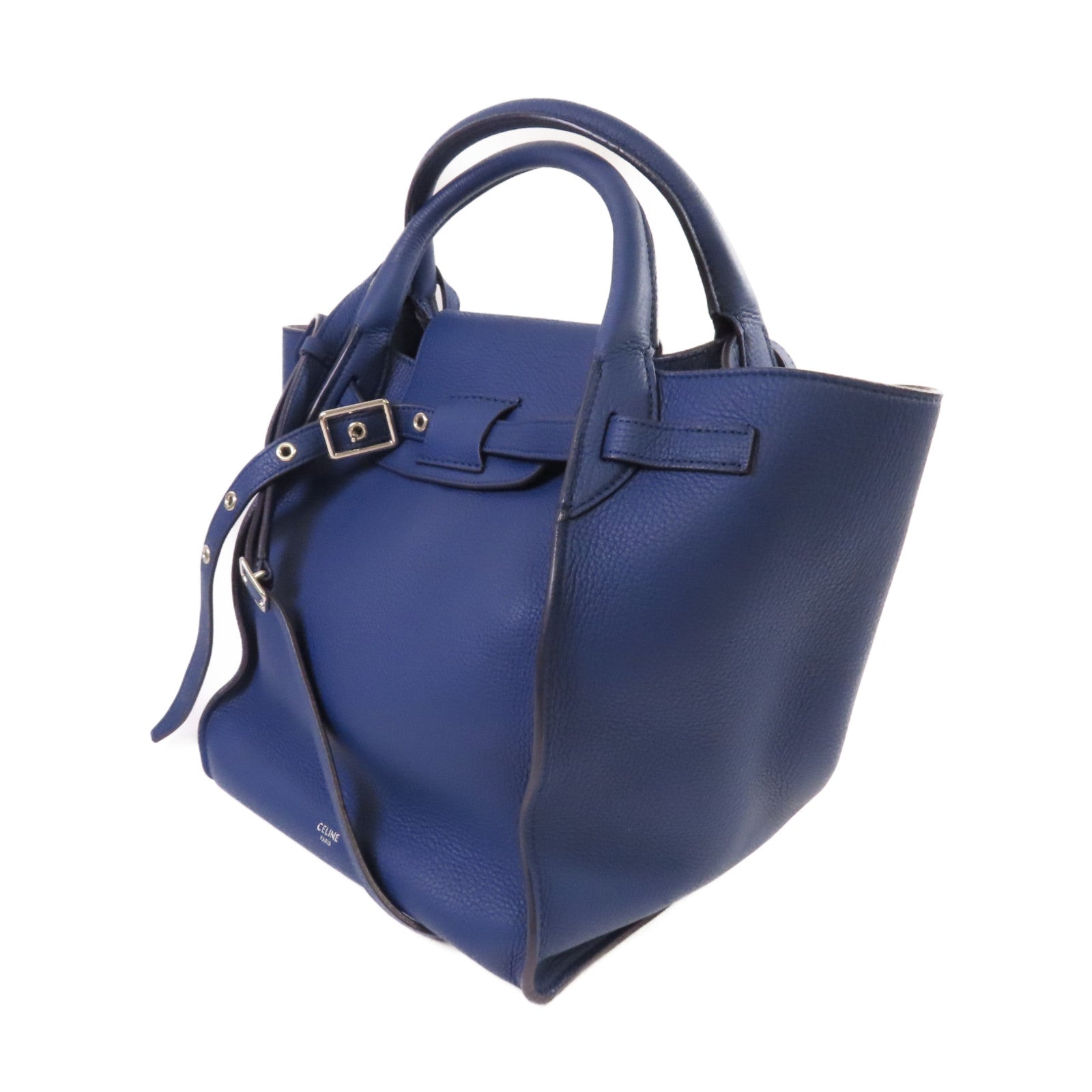 CELINE 【激減優惠】牛皮皮革Small Big Bag With Long Strap銀扣手挽肩背兩用袋藍色