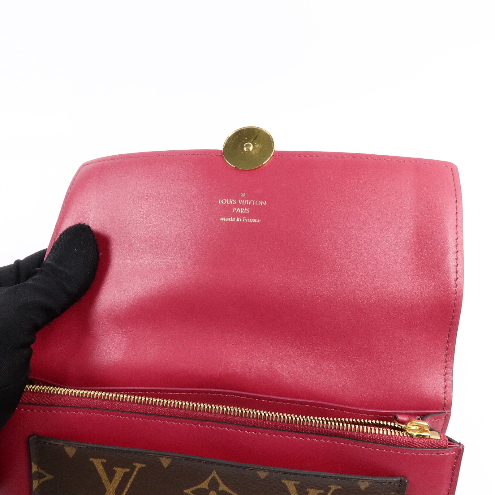 LOUIS VUITTON Monogram Portefeuille Flore鏈帶肩背袋