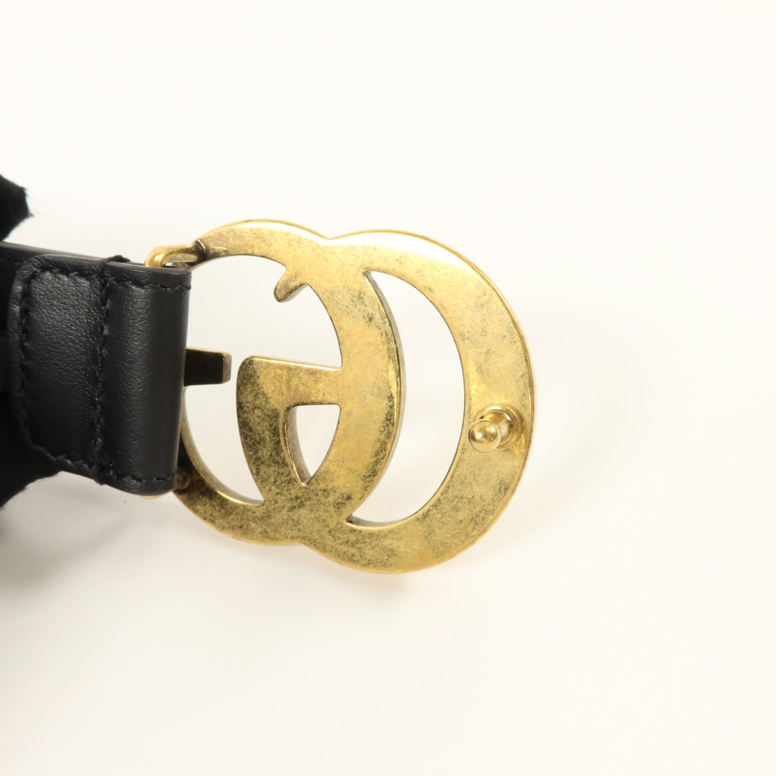 GUCCI 塗層帆布/牛皮皮革GG Marmont Belt 80cm金扣皮帶