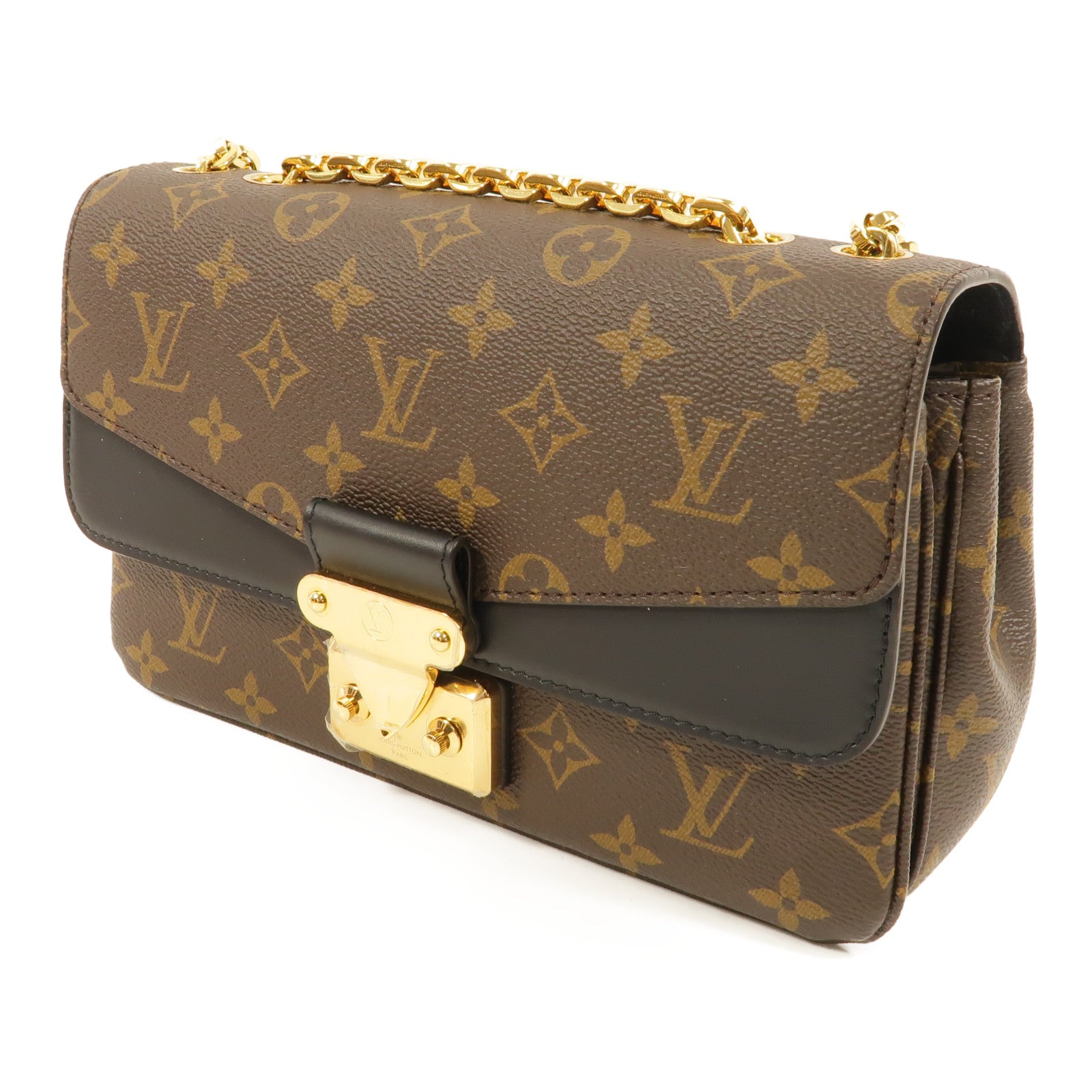 LOUIS VUITTON Monogram Marceau金扣肩背袋棕色