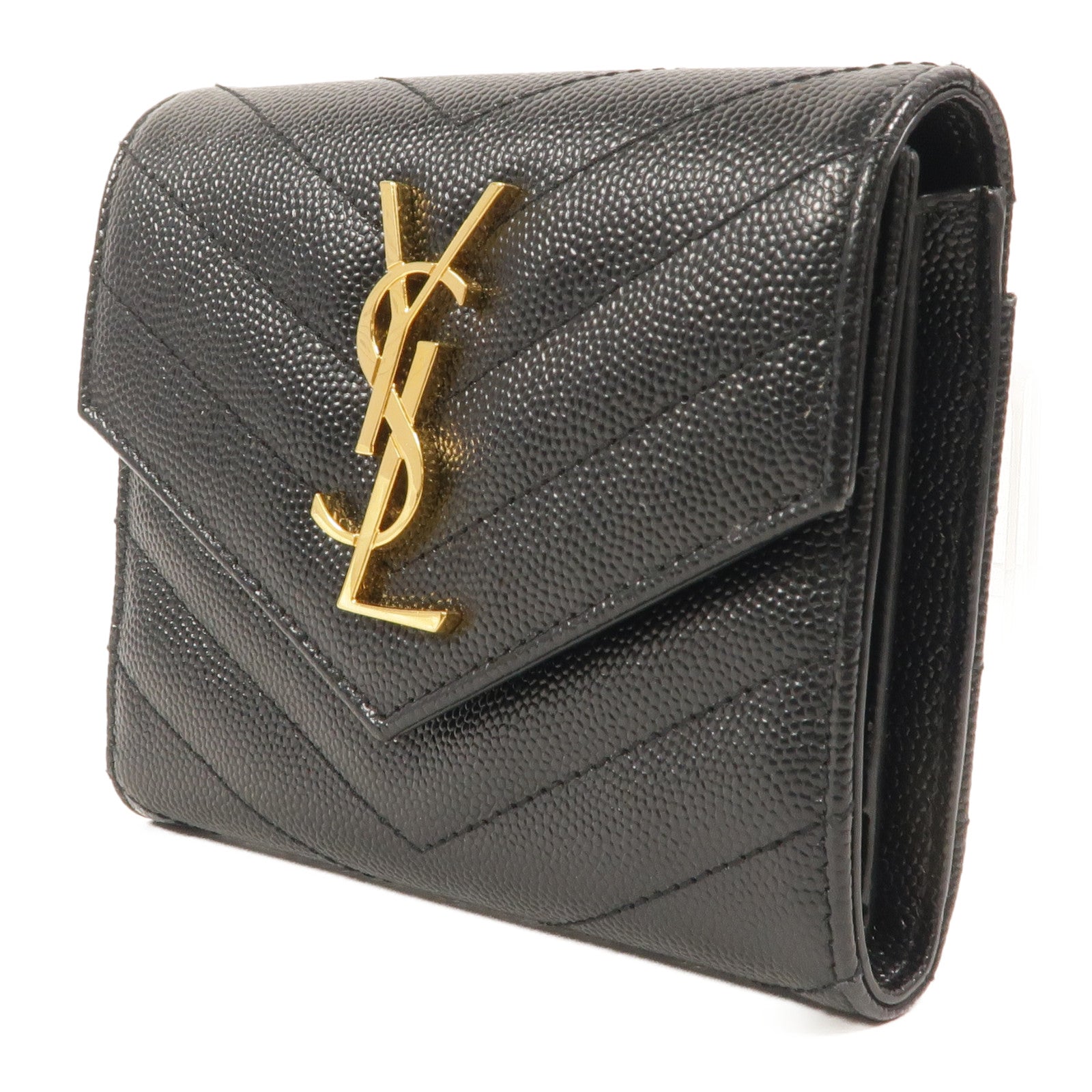 YVES SAINT LAURENT 牛皮皮革Tri Fold Wallet錢包