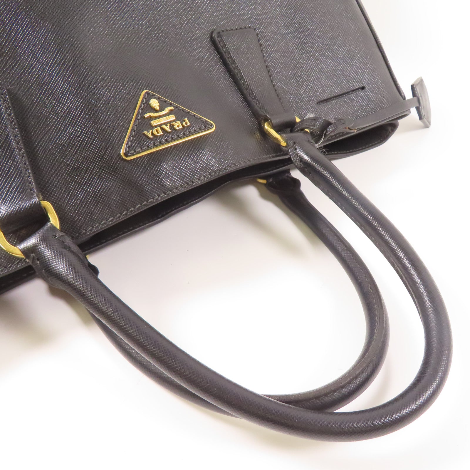 PRADA Saffiano皮革Tote Bag金扣手挽袋黑色