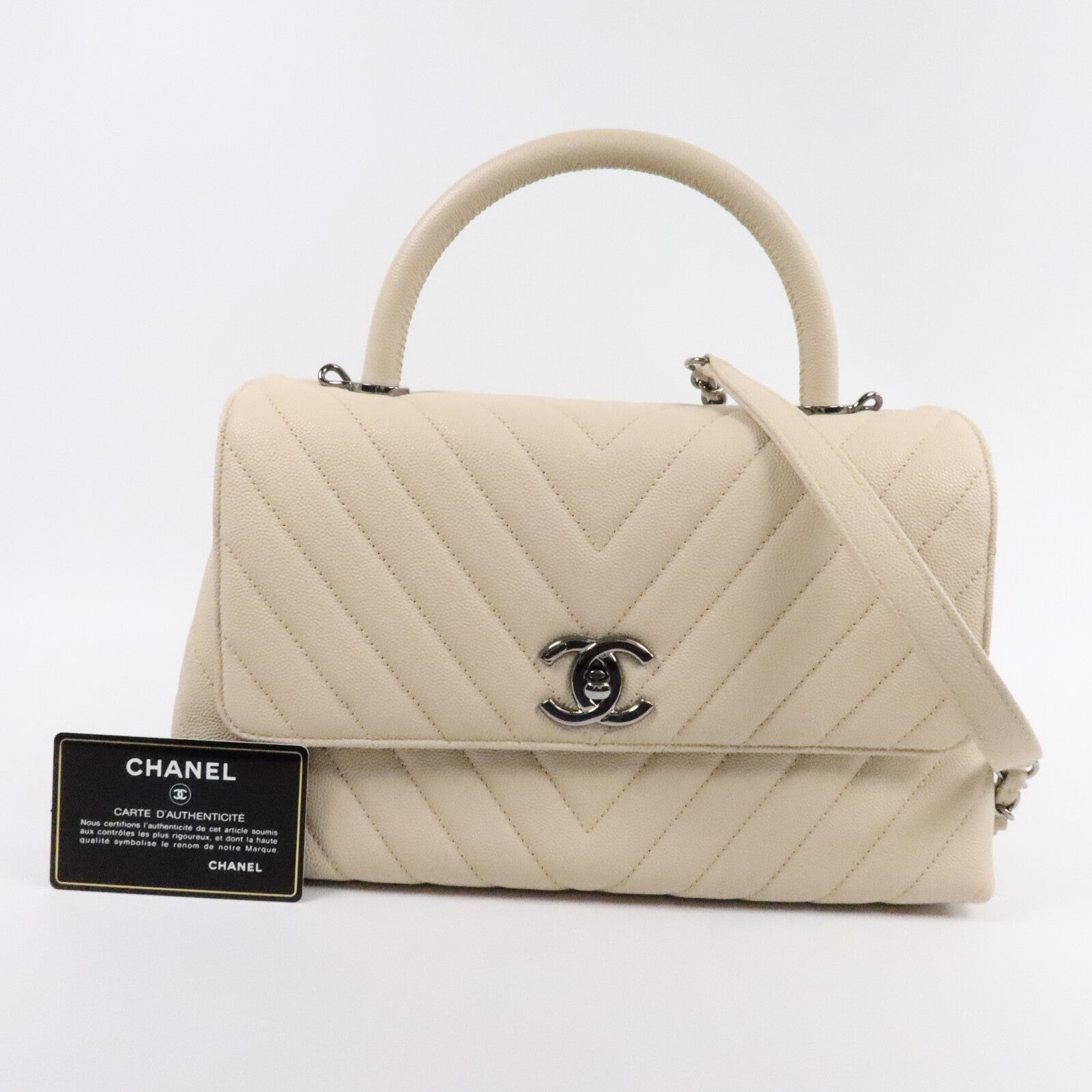 CHANEL 牛皮皮革Coco Handle Medium手挽肩背兩用袋