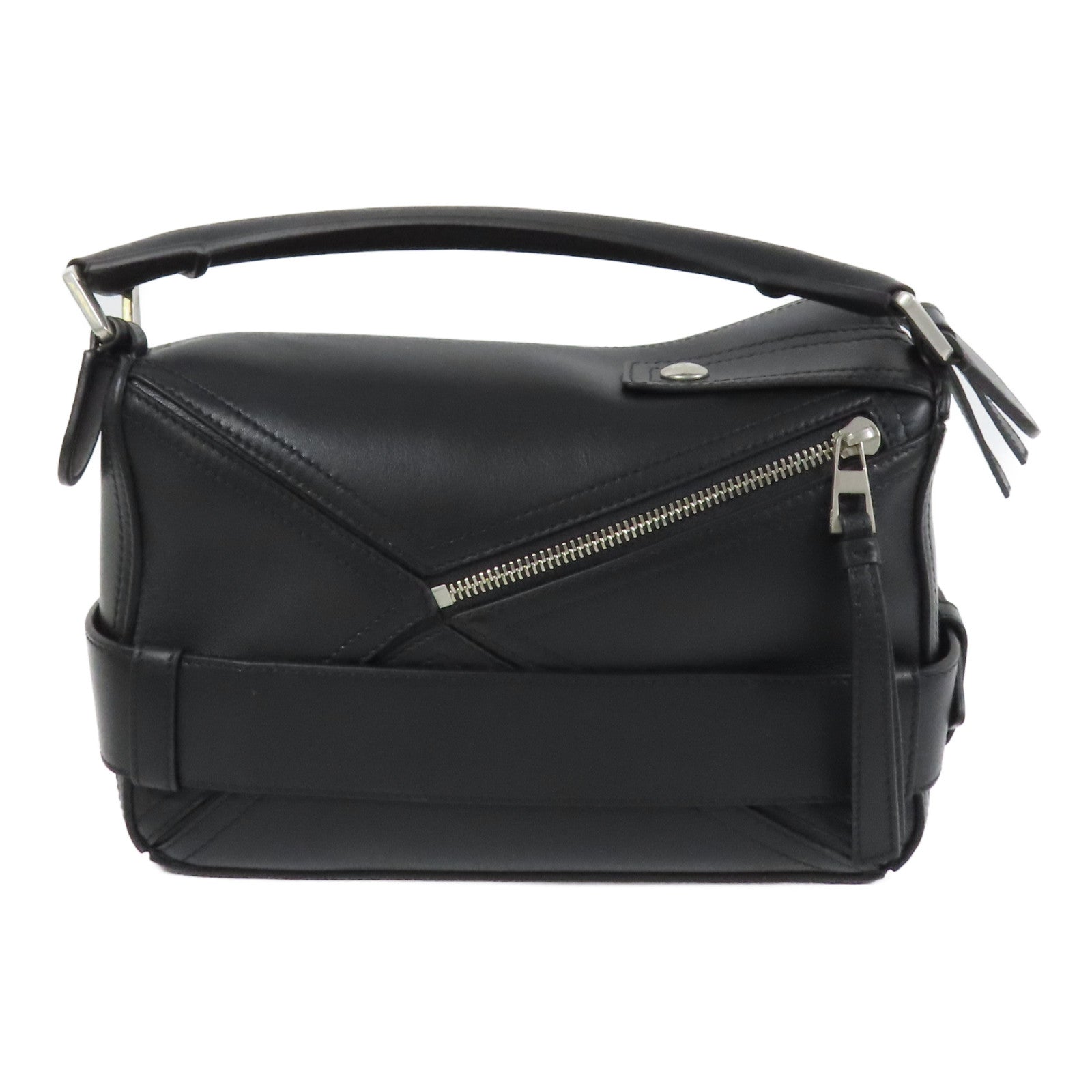 LOEWE 牛皮皮革Puzzle Biker Small銀扣手挽袋
