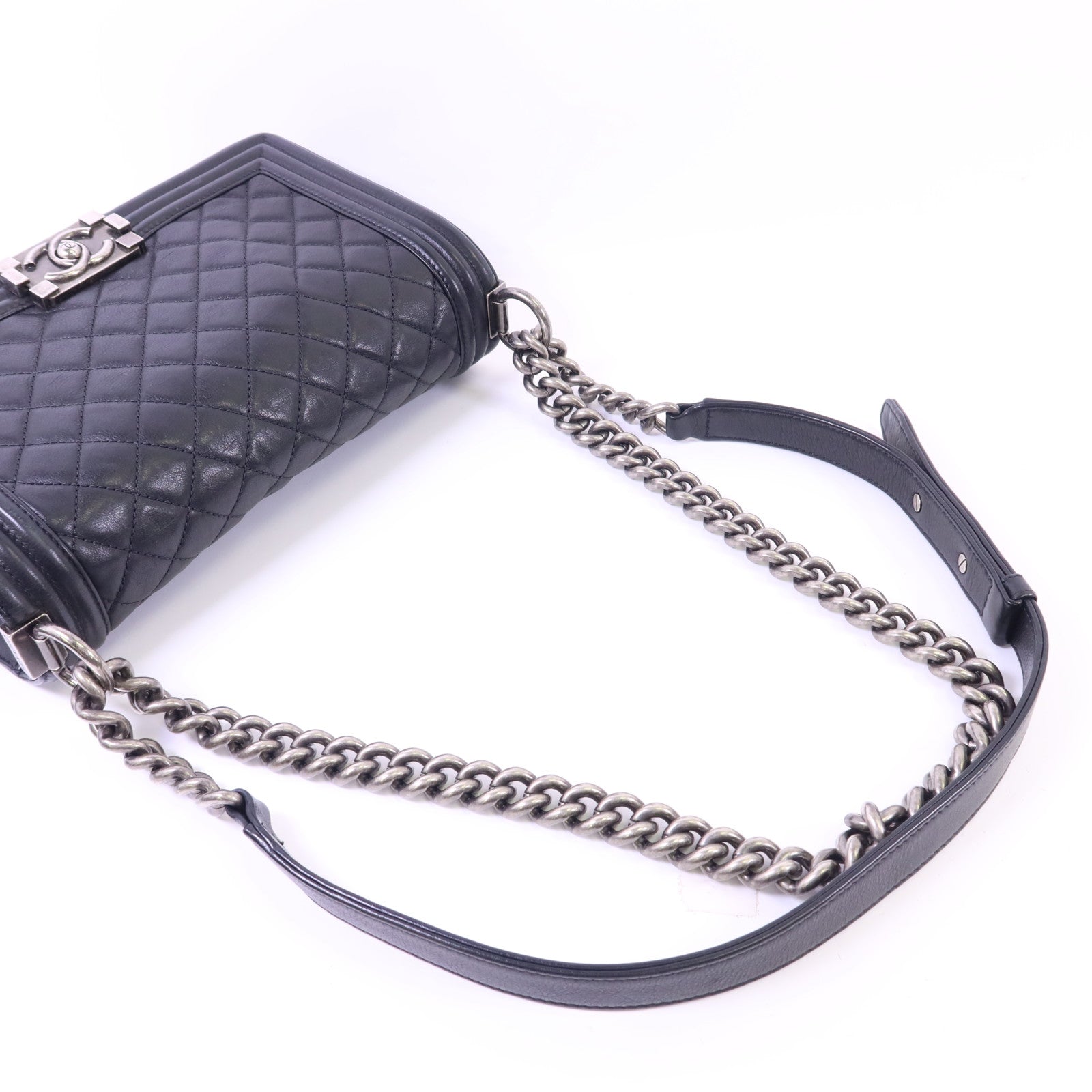 CHANEL 牛皮皮革Boy 25鏈帶肩背袋
