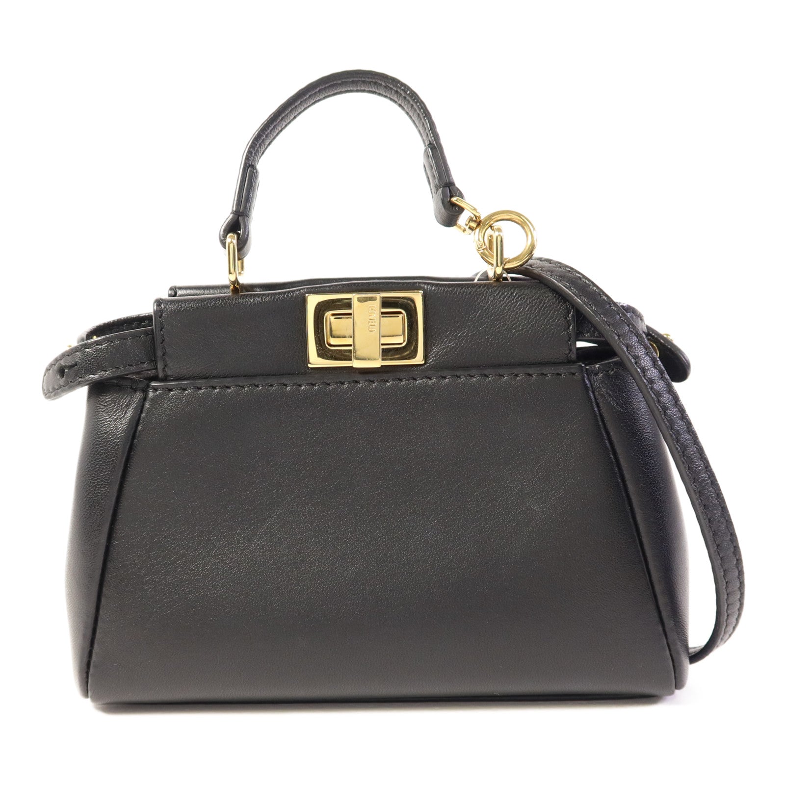 FENDI 牛皮皮革Micro Peekaboo金扣手挽肩背兩用袋