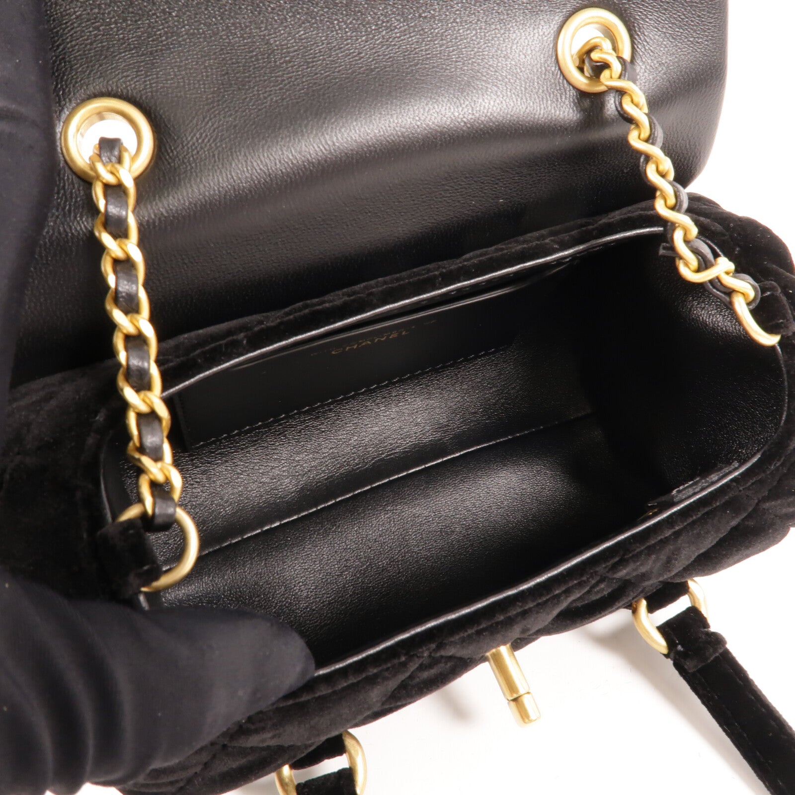 CHANEL 天鵝絨Velvet Quilted Mini Top Handle鏈帶手挽肩背兩用袋