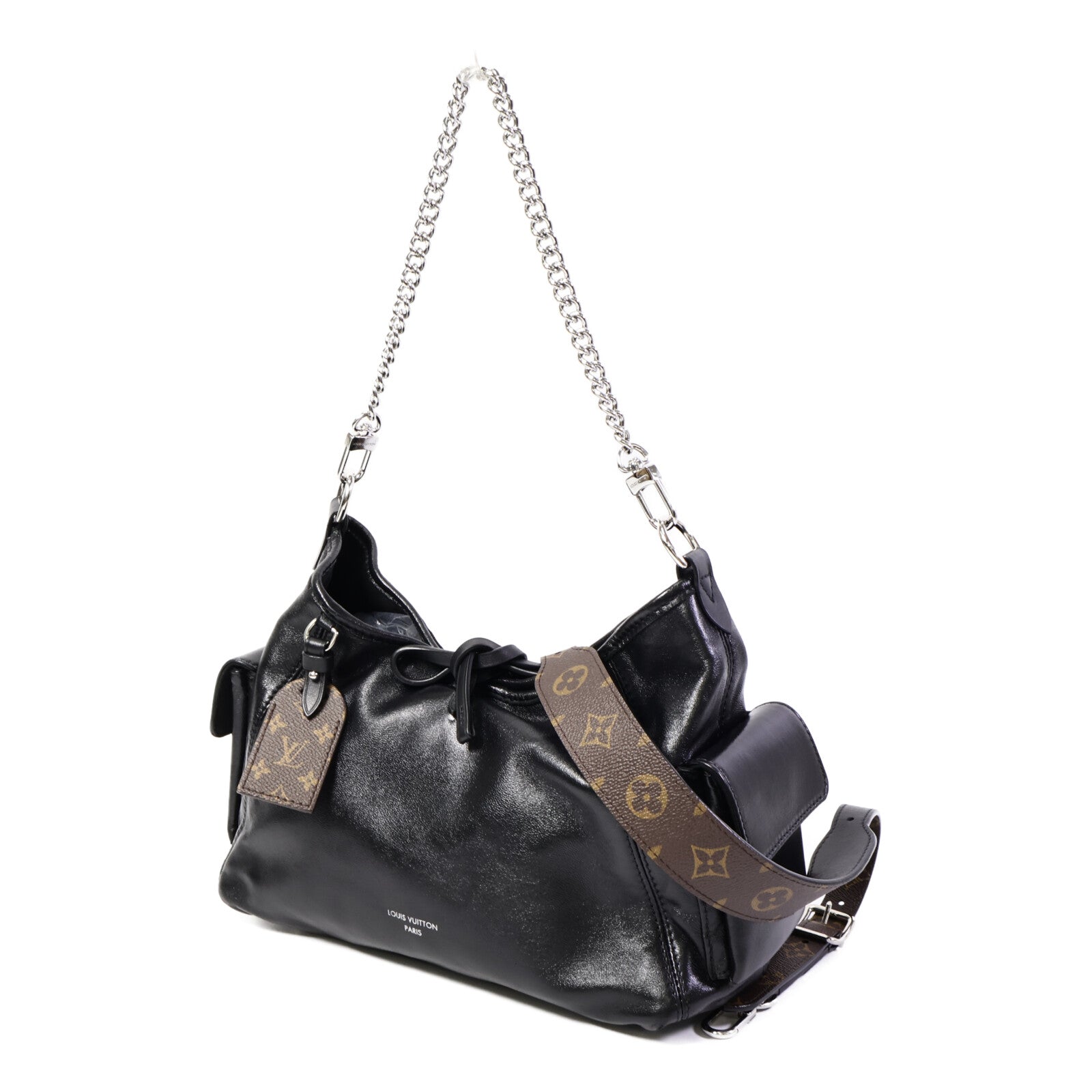LOUIS VUITTON 羊皮皮革Carry All Vibe PM銀扣手挽肩背兩用袋