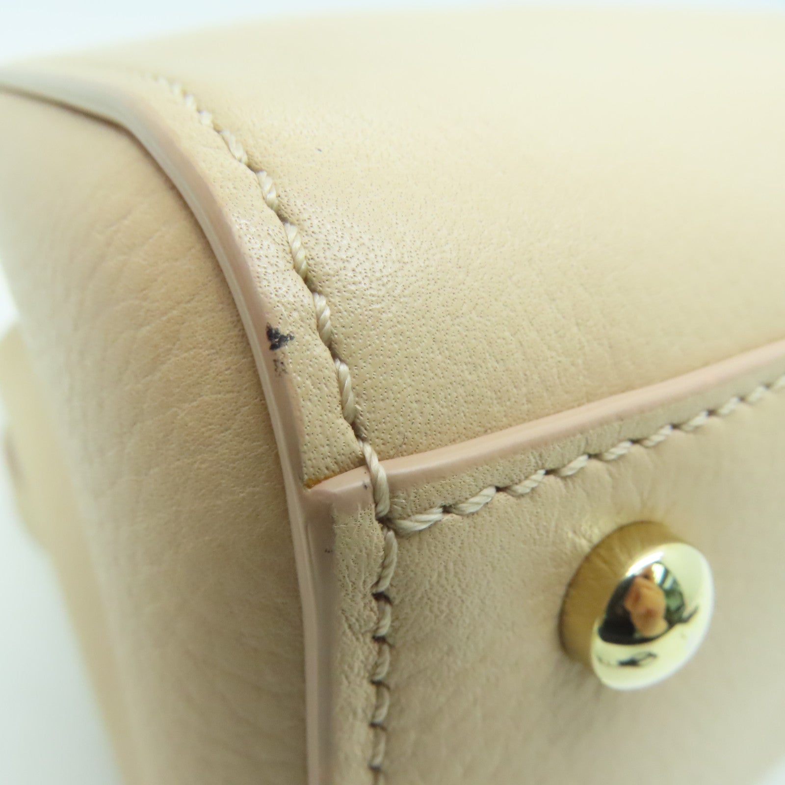CHANEL Caviar皮革2Way Shoulder金扣手挽肩背两用袋米色い