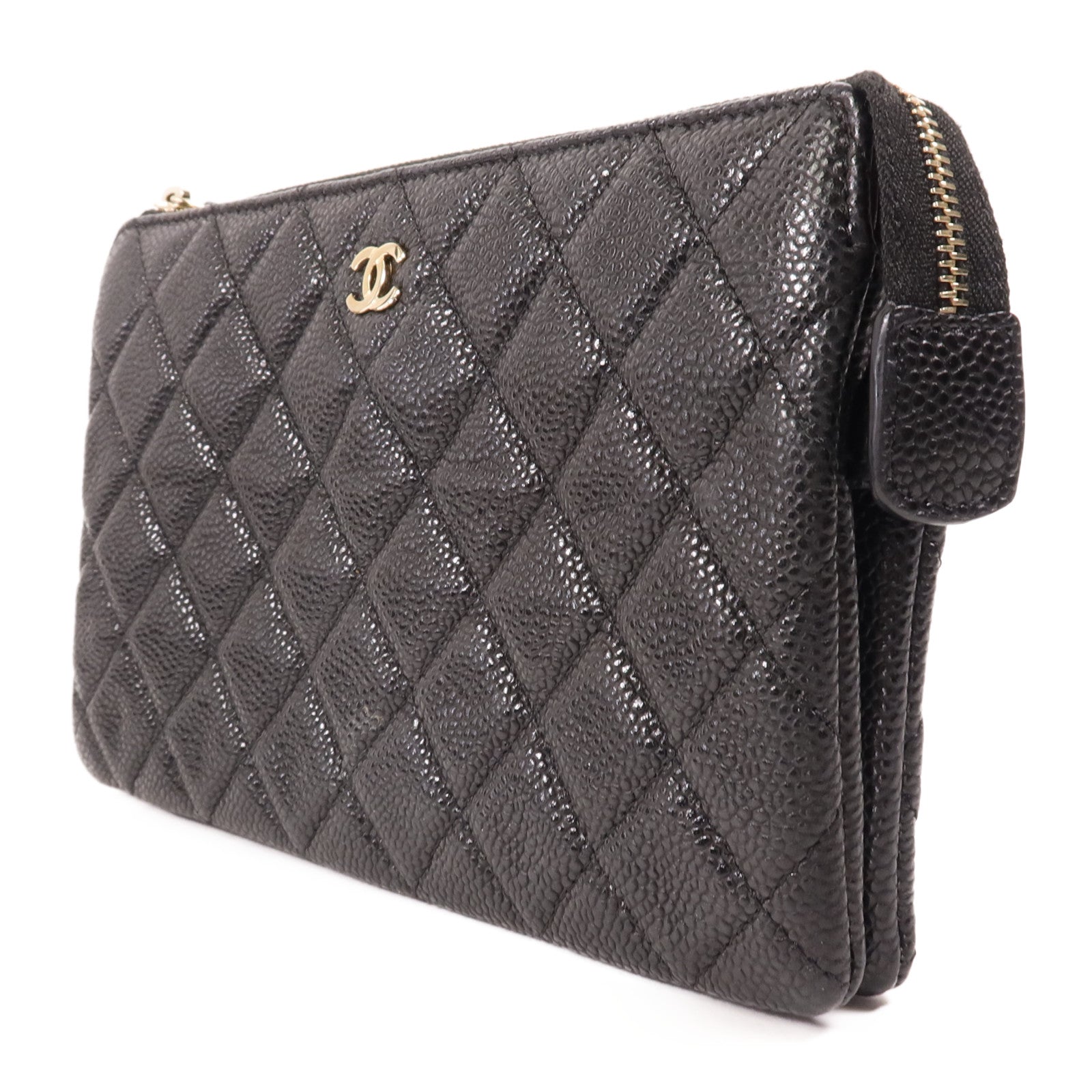 CHANEL 牛皮皮革Pouch Wallet金扣手拿包