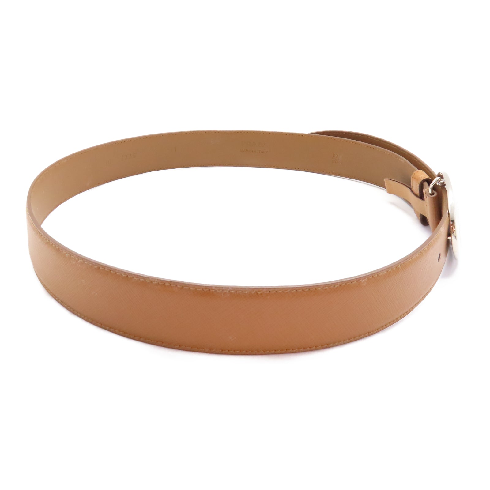 PRADA 牛皮皮革Belt 80cm銀扣皮帶啡色