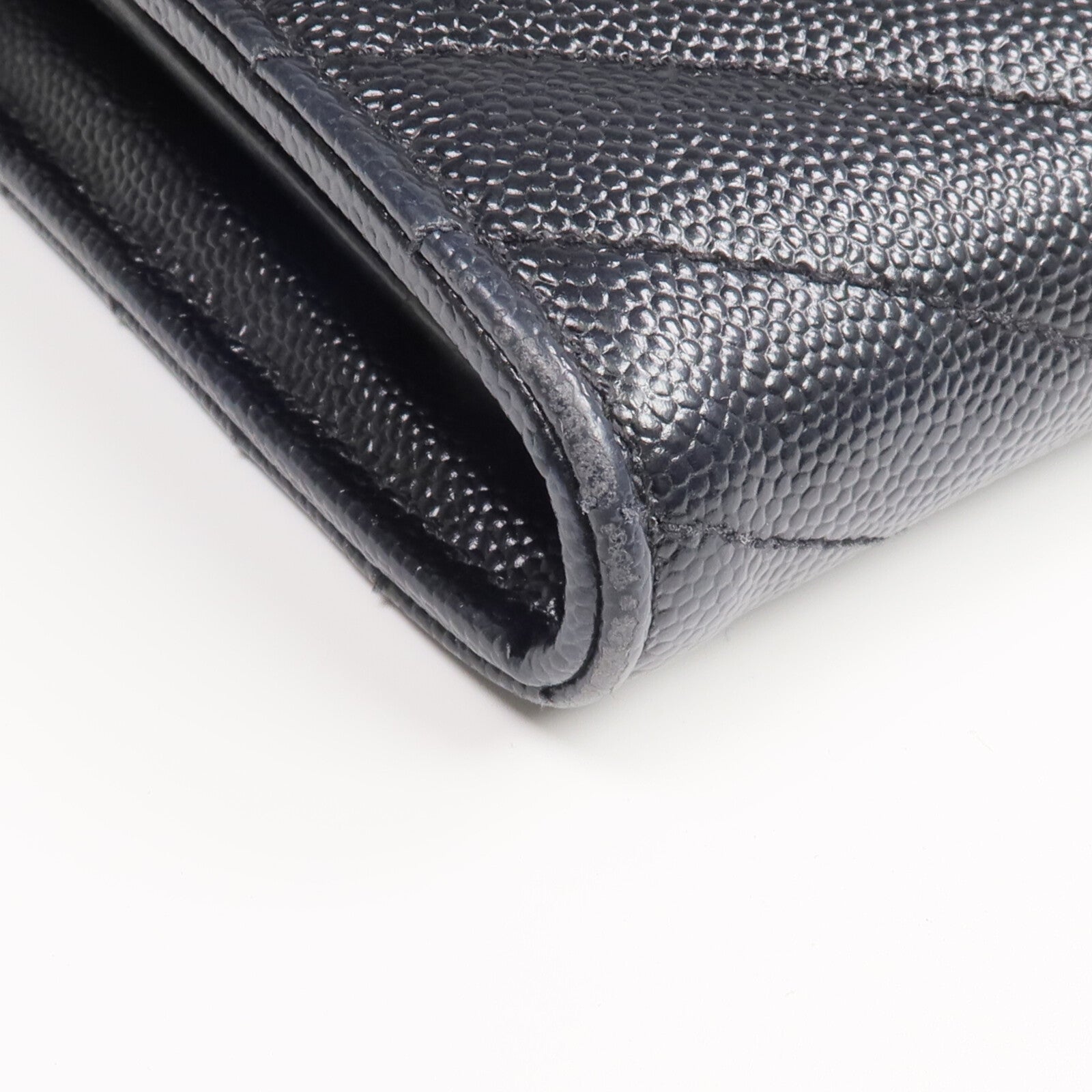 YVES SAINT LAURENT 牛皮皮革Long Wallet金扣長錢包