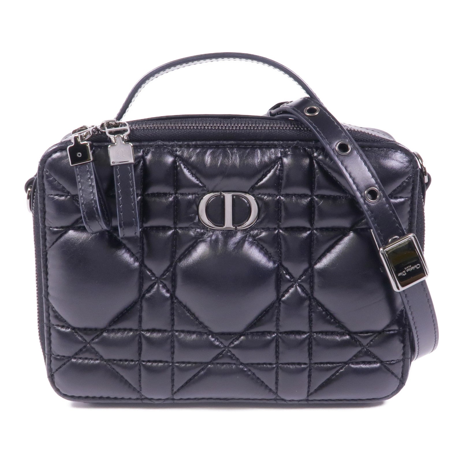 Dior 牛皮皮革Caro Box銀扣手挽肩背兩用袋