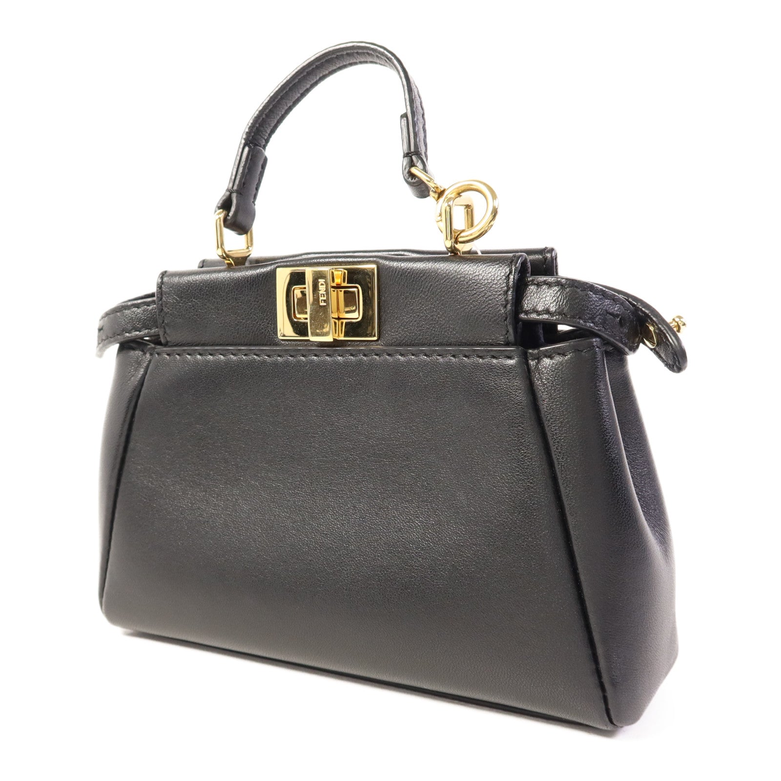 FENDI 牛皮皮革Micro Peekaboo金扣手挽肩背兩用袋