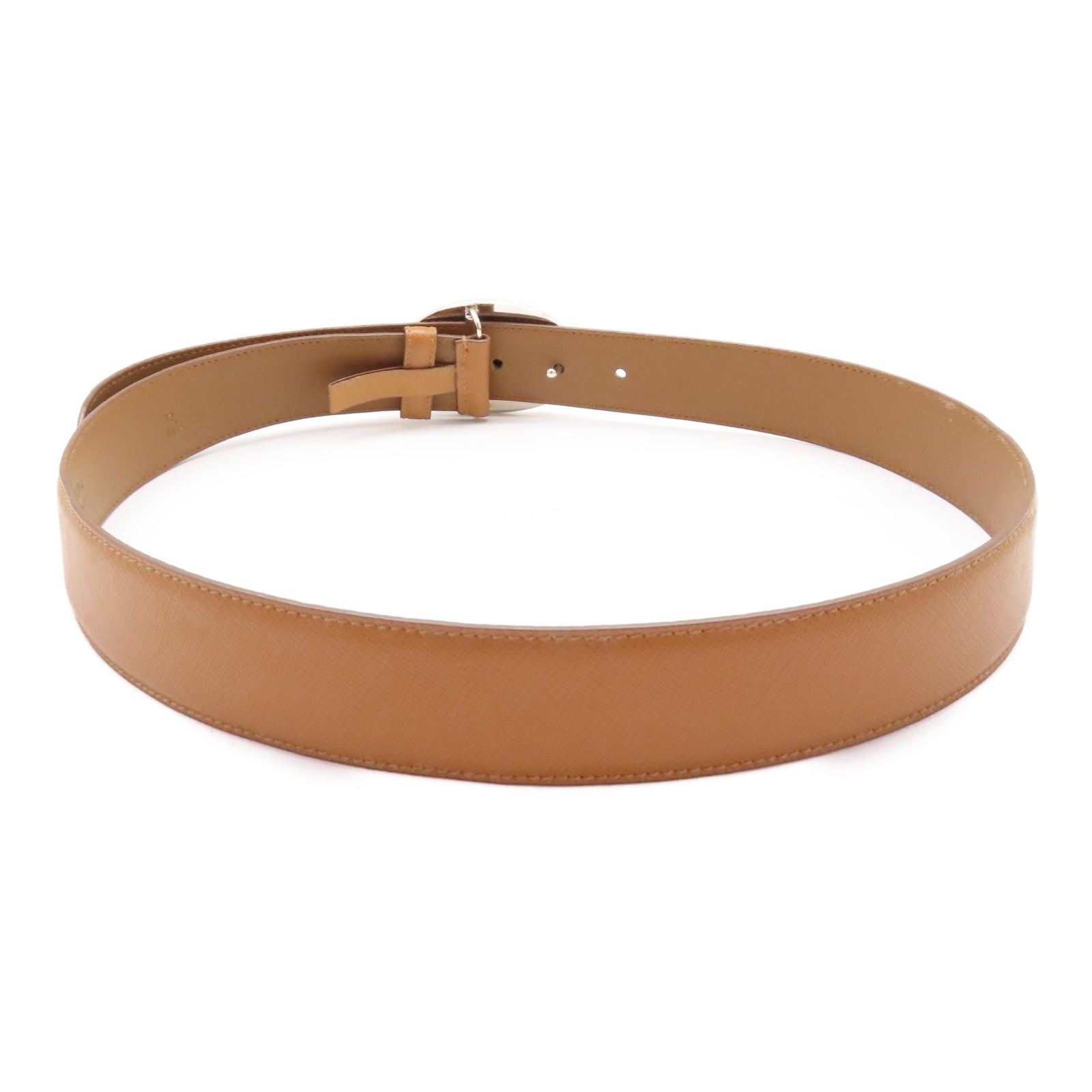 PRADA 牛皮皮革Belt 80cm銀扣皮帶啡色