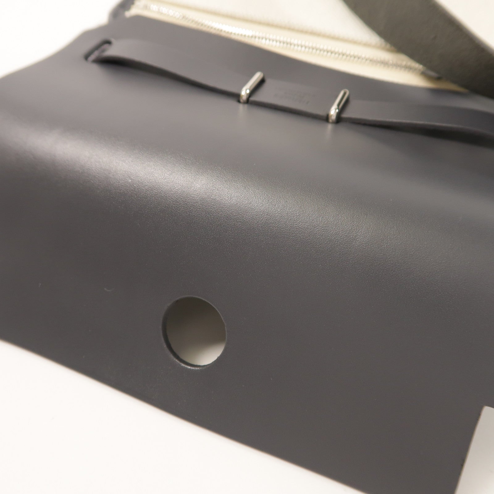 HERMES Toile H帆布/Vache Hunter皮革Mini Herbag銀扣肩背袋Ardoise