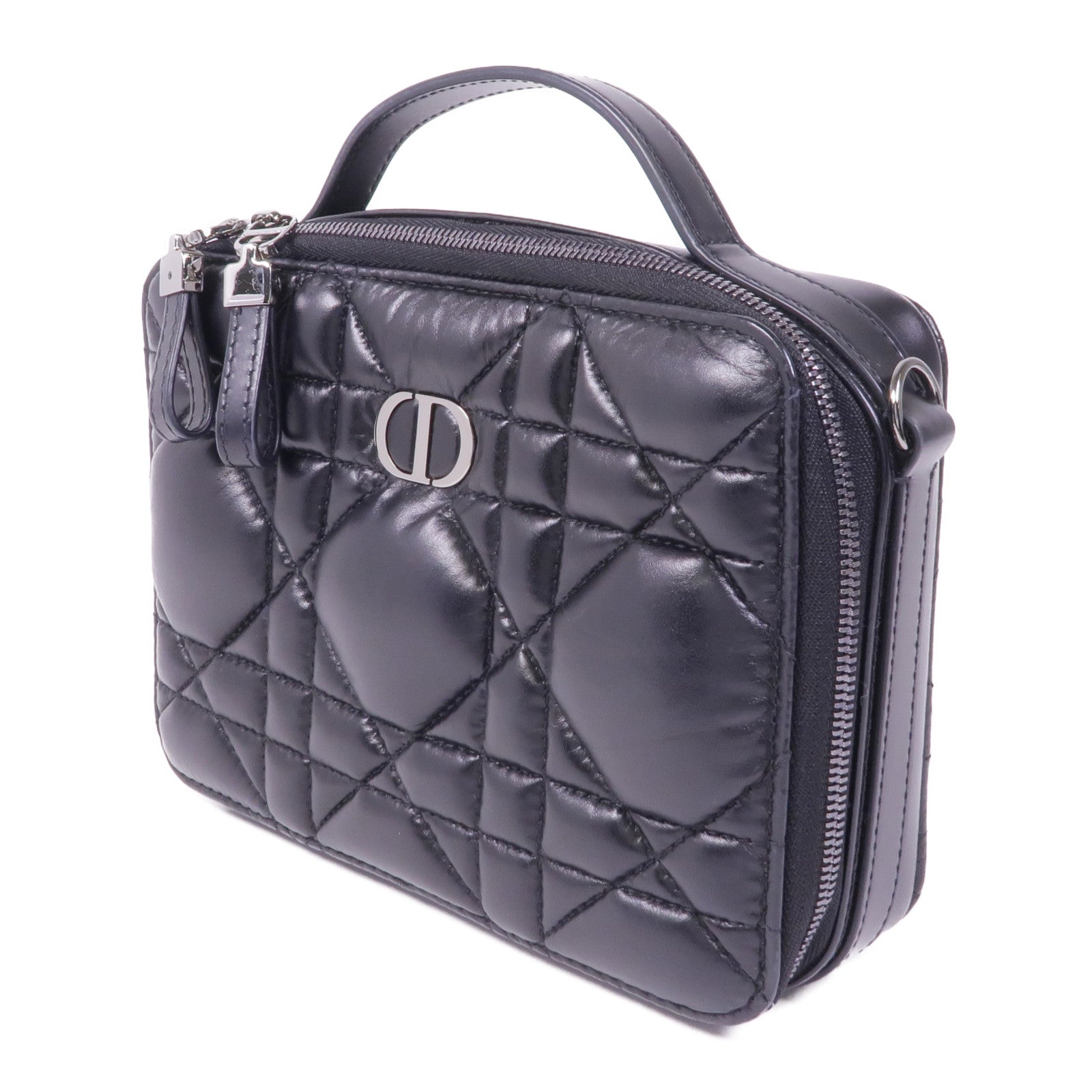 Dior 牛皮皮革Caro Box銀扣手挽肩背兩用袋