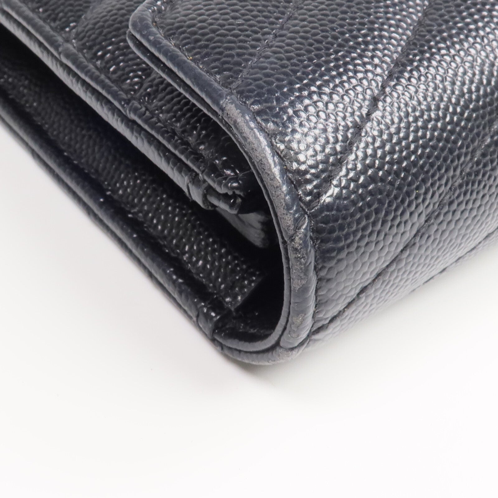 YVES SAINT LAURENT 牛皮皮革Long Wallet金扣長錢包