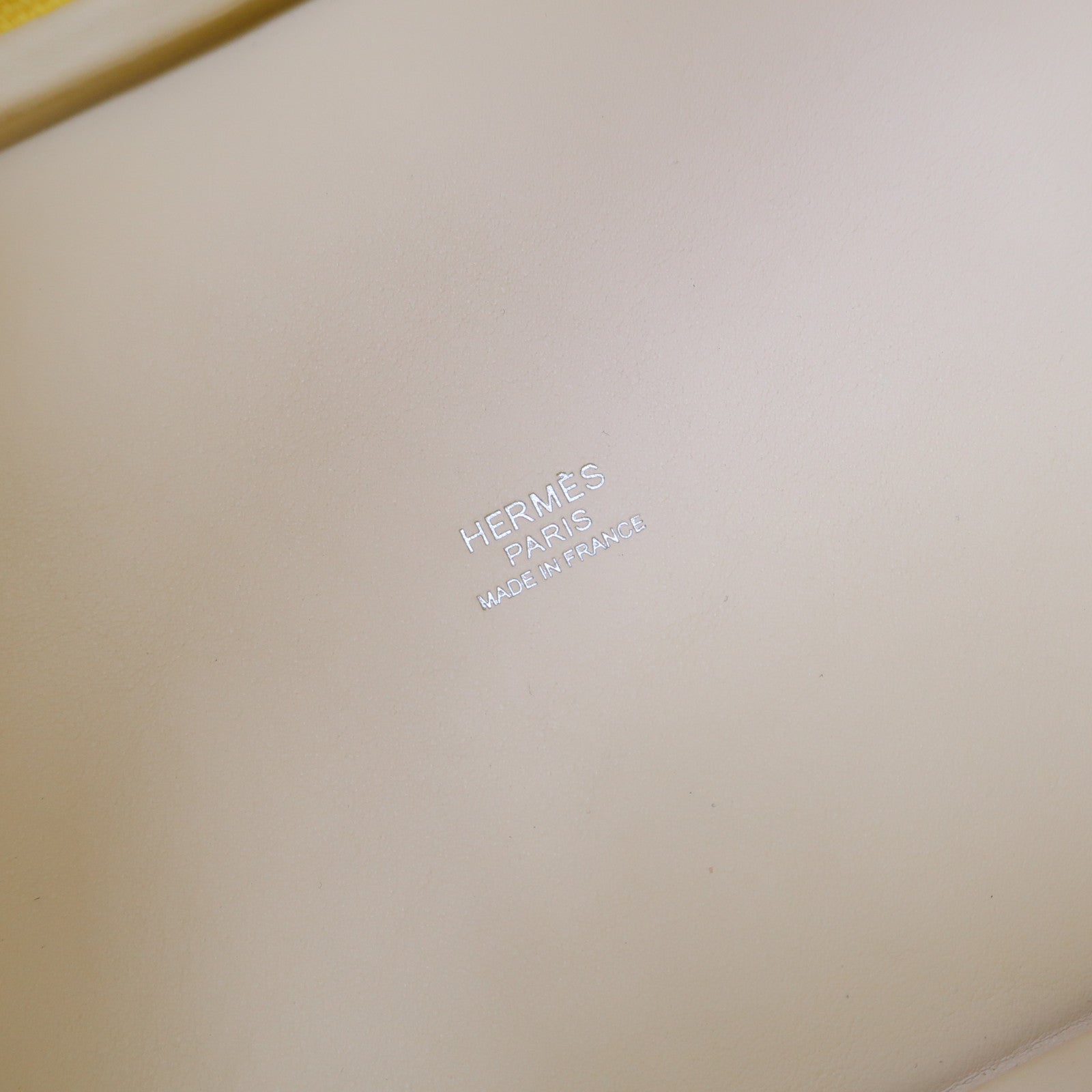 HERMES 帆布/Swift皮革Picotin Cargo PM銀扣手挽袋檸檬黃色/奶油白色