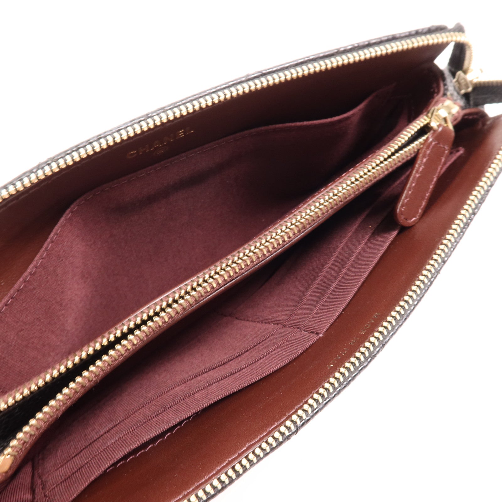 CHANEL 牛皮皮革Pouch Wallet金扣手拿包