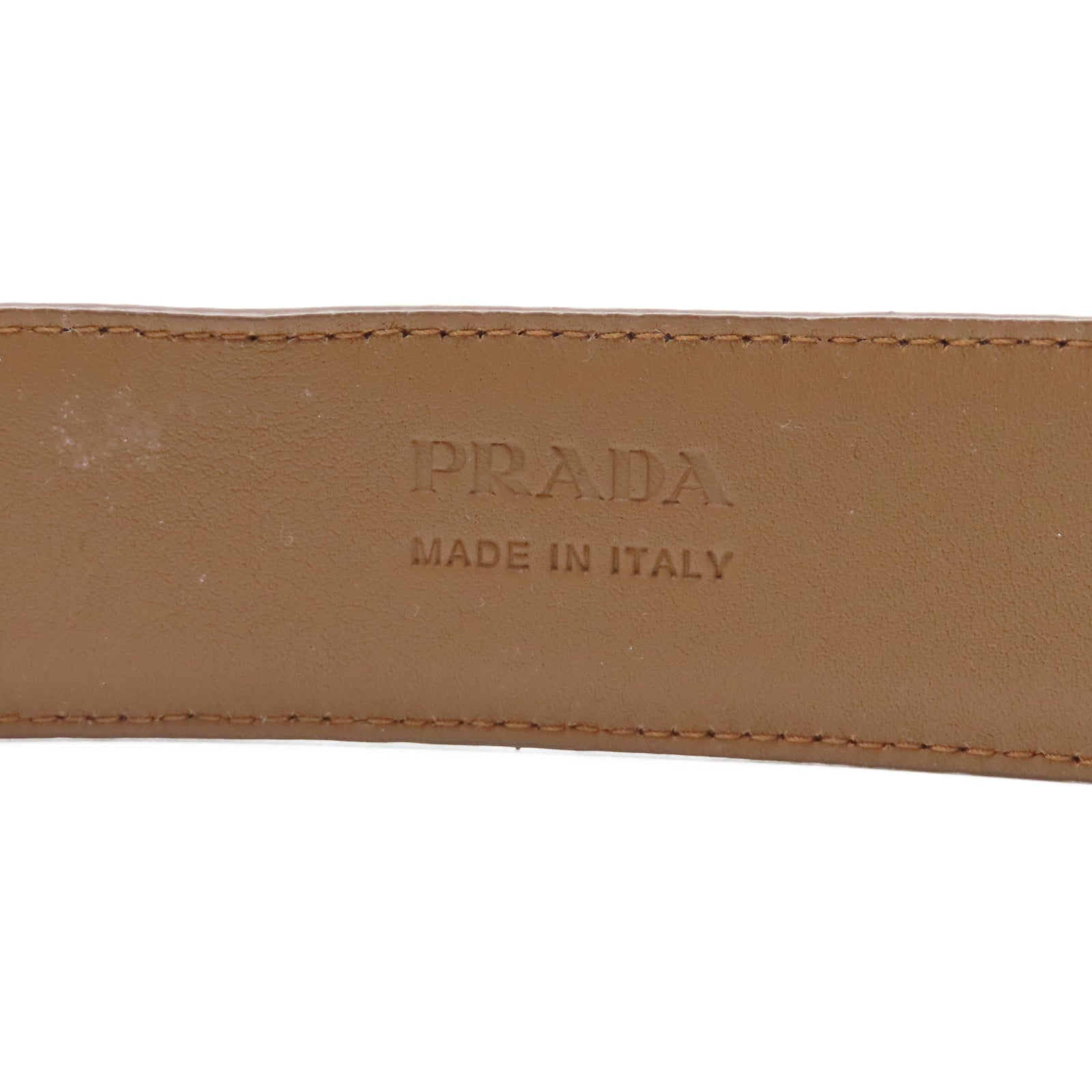 PRADA 牛皮皮革Belt 80cm銀扣皮帶啡色