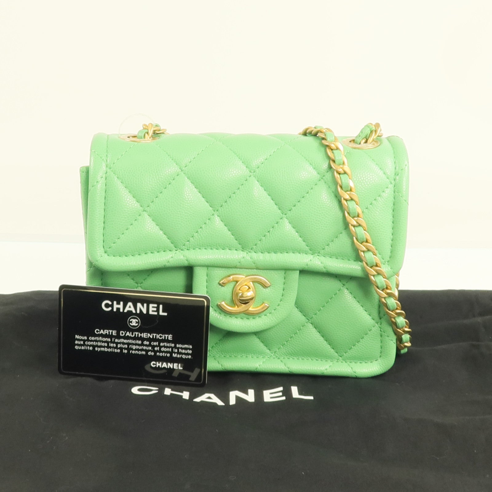 CHANEL 牛皮皮革Chain Shoulder金扣肩背包