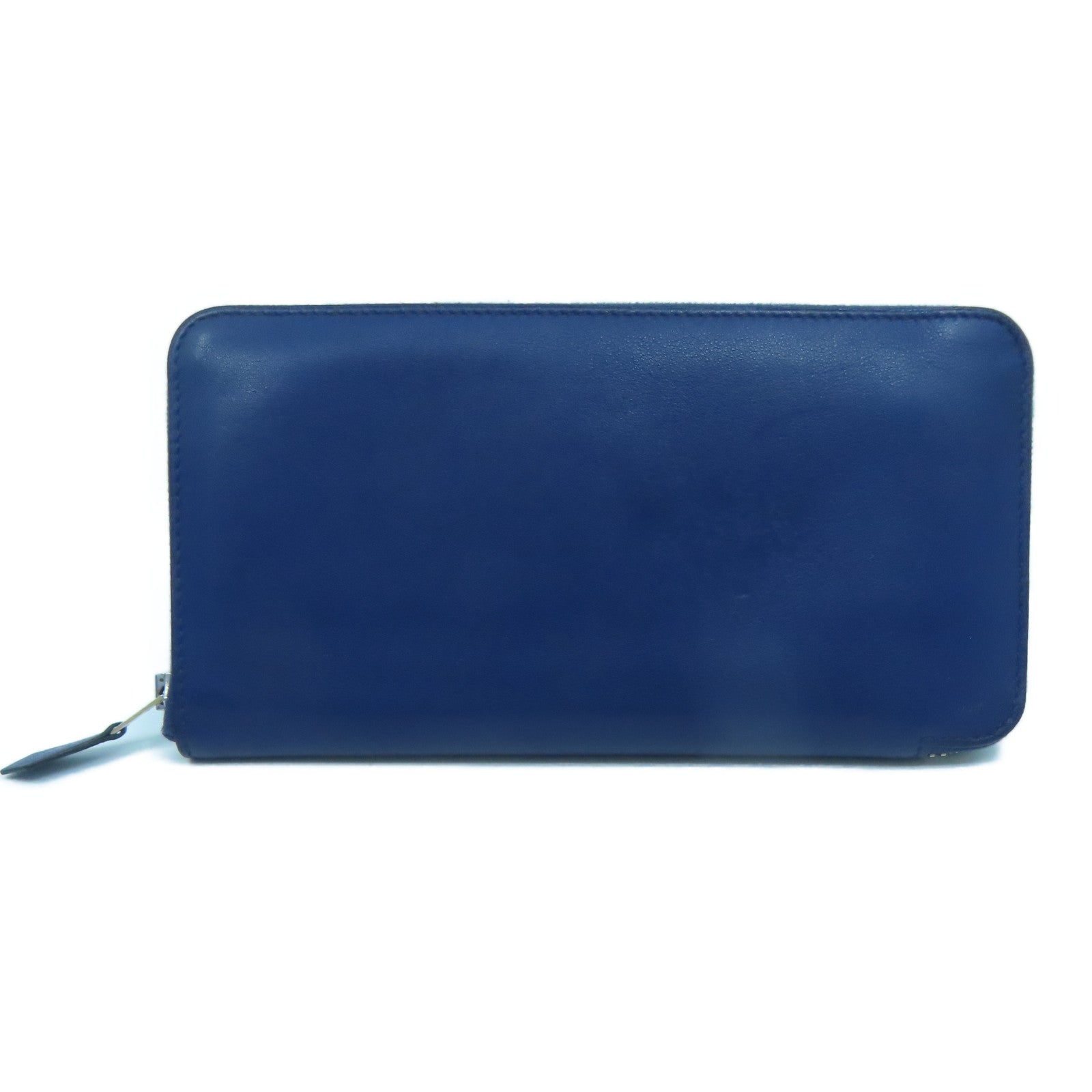 HERMES 【清倉大減價】Swift皮革Compact Round Wallet銀扣長錢包藍寶石色
