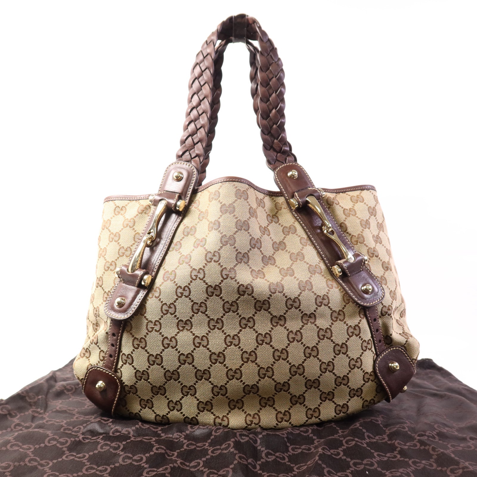 GUCCI 帆布Shoulder Bag金扣肩背袋