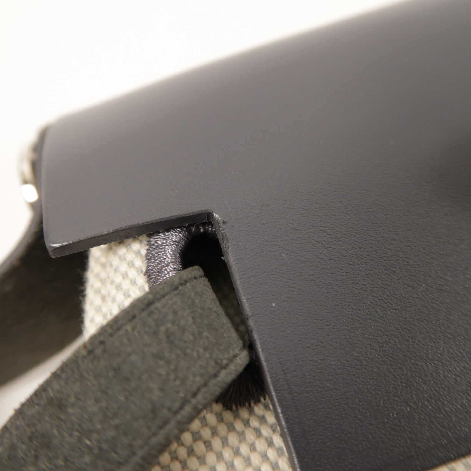 HERMES Toile H帆布/Vache Hunter皮革Mini Herbag銀扣肩背袋Ardoise