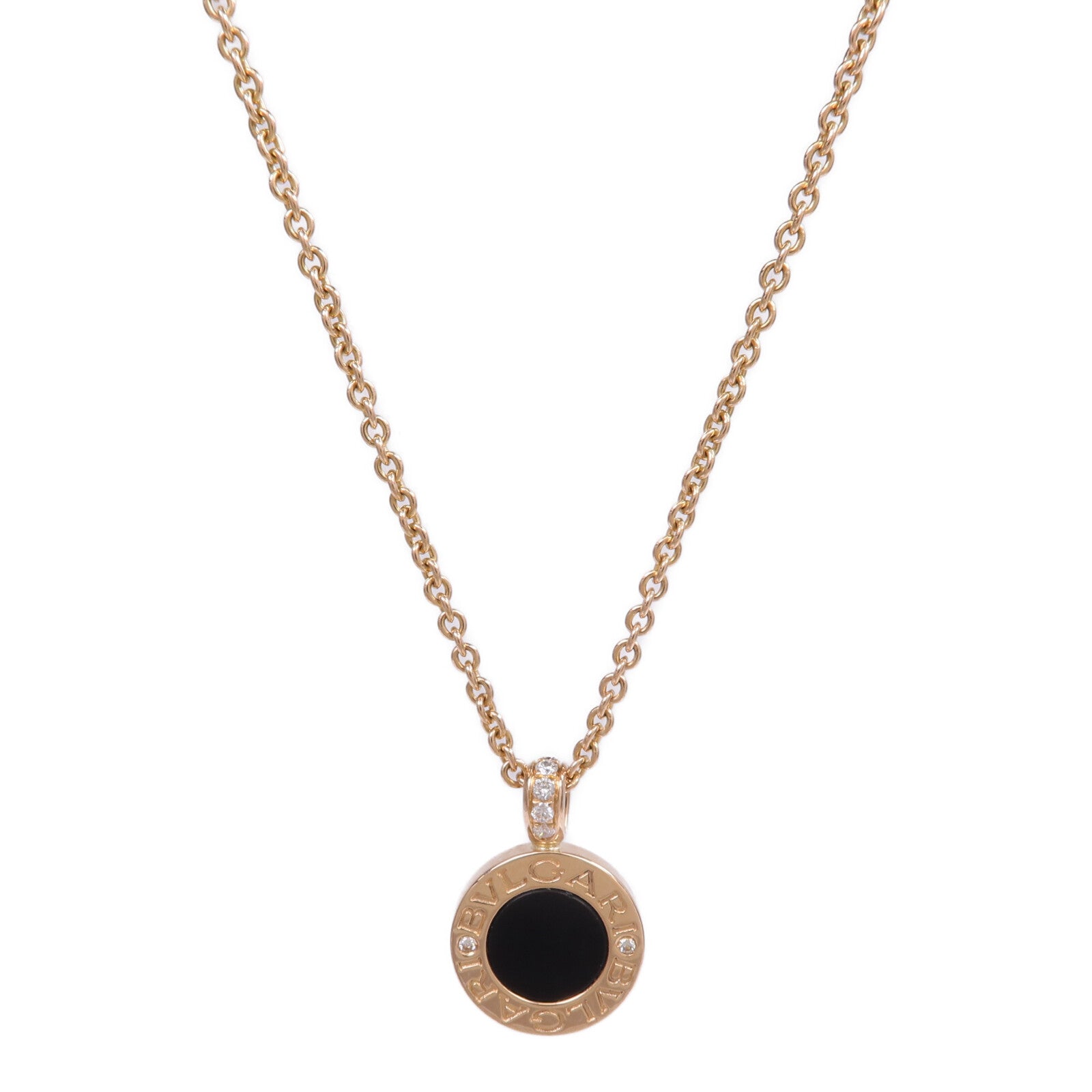 BVLGARI 18K玫瑰金Bvlgari Bvlgari Necklace珍珠母貝/縞瑪瑙/鑽石項鍊