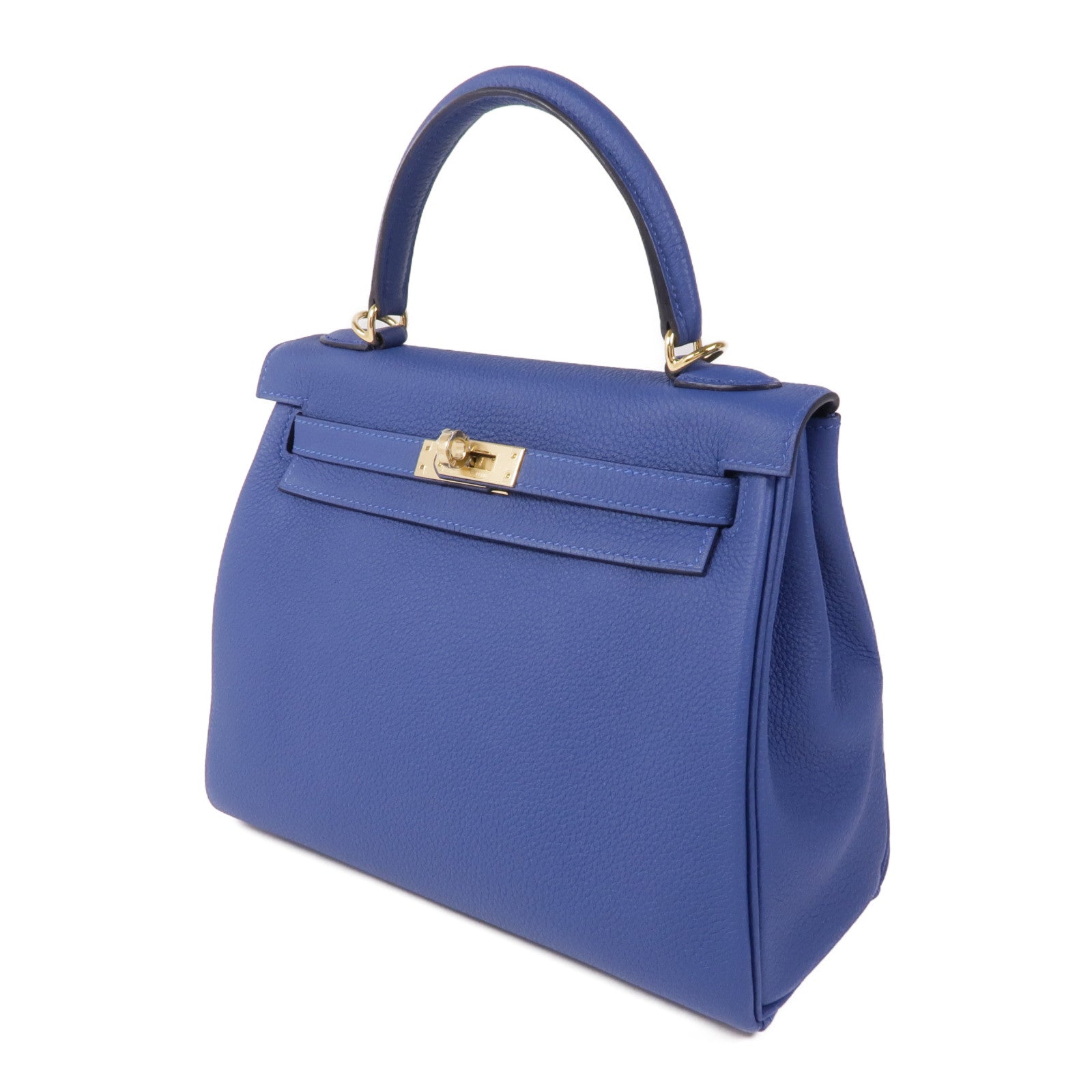 HERMES 【激減優惠】Togo皮革Kelly II 25金扣手挽肩背兩用袋Bleu Tie