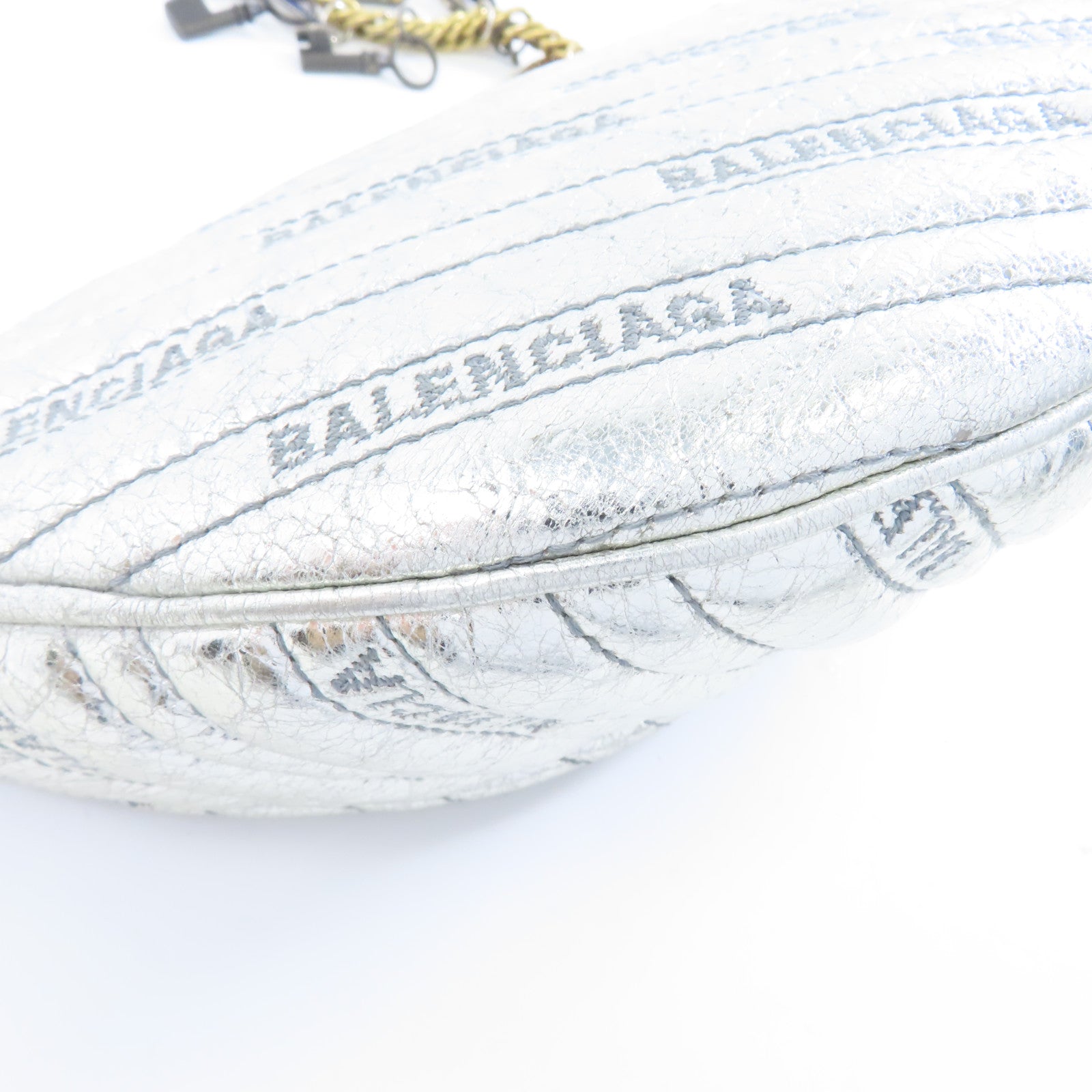BALENCIAGA 【激減優惠】牛皮皮革Belt/Waist Bag金扣/銀扣腰包銀色
