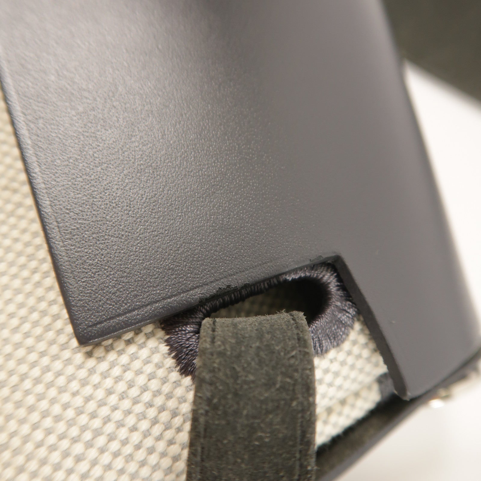 HERMES Toile H帆布/Vache Hunter皮革Mini Herbag銀扣肩背袋Ardoise