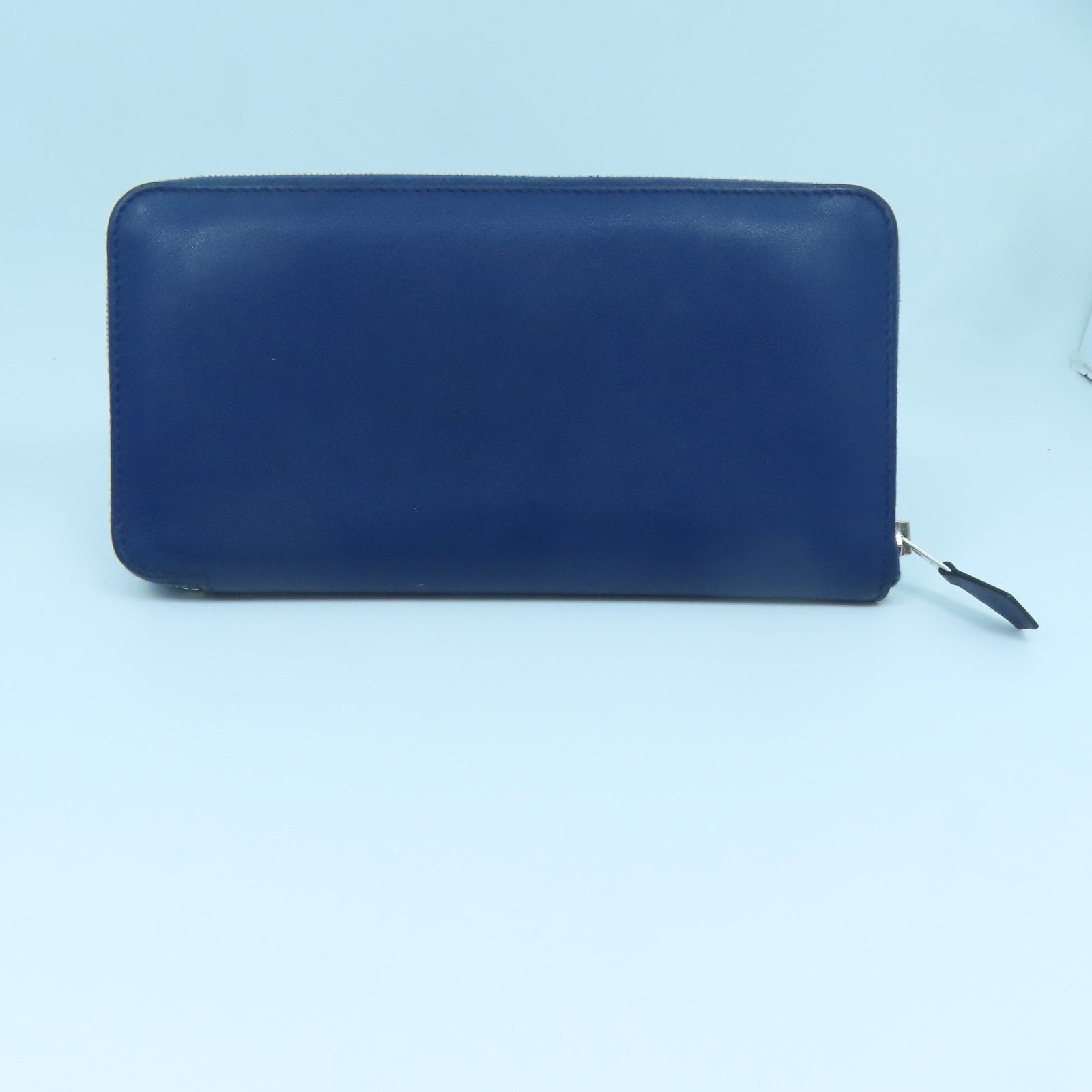 HERMES 【清倉大減價】Swift皮革Compact Round Wallet銀扣長錢包藍寶石色