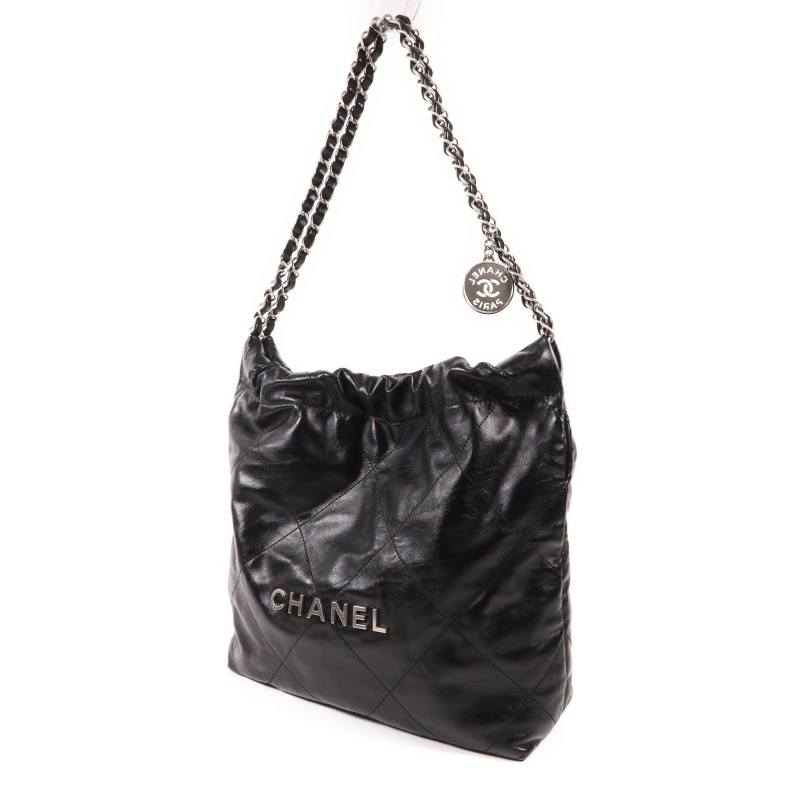 CHANEL 牛皮皮革Chanel 22 Small銀扣鏈帶肩背袋