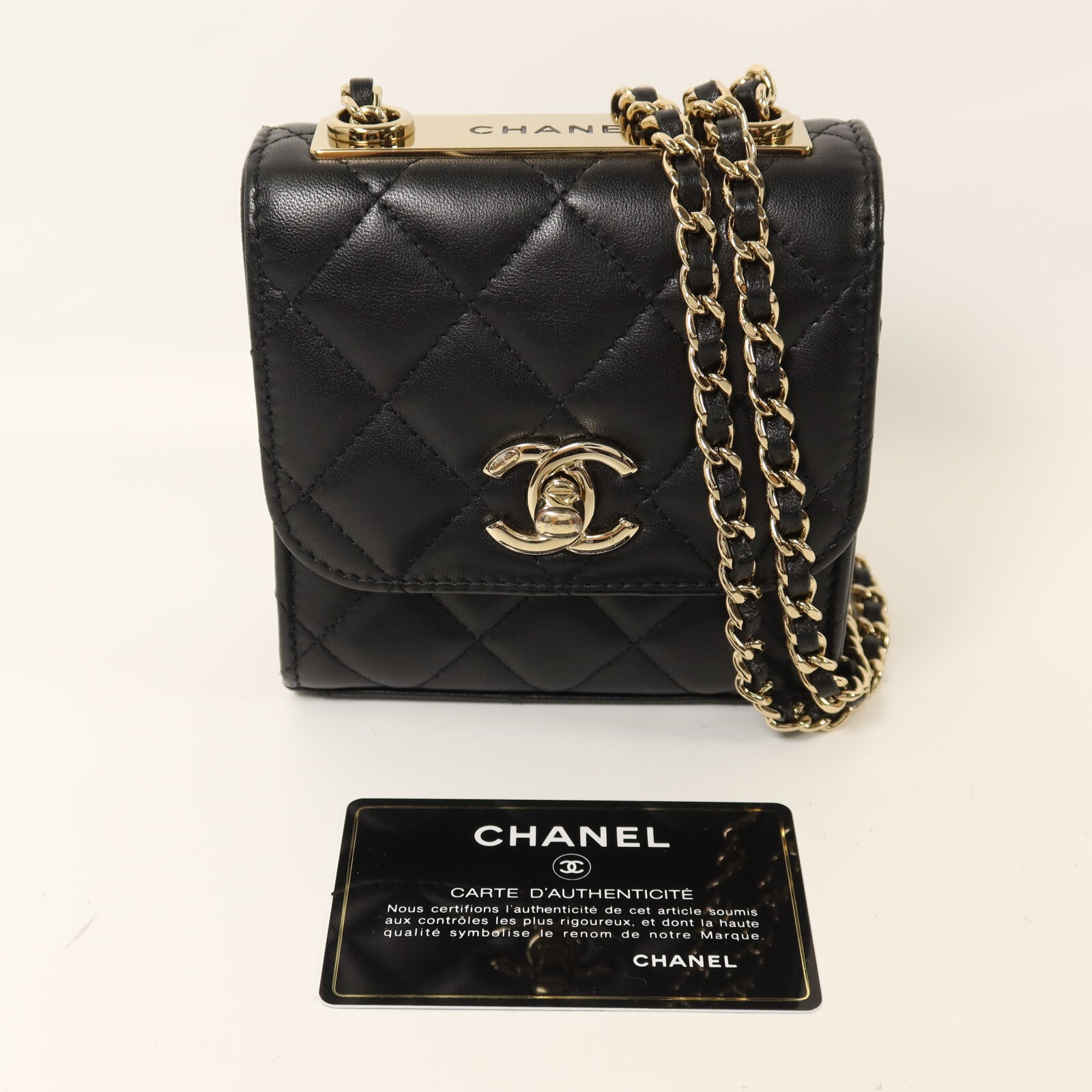 CHANEL 羊皮皮革Trendy CC Mini Flap Bag金扣鏈帶肩背袋