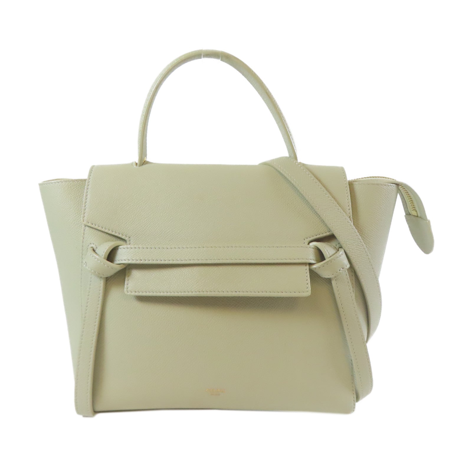 CELINE 牛皮皮革Micro Belt金扣手挽肩背兩用袋淺綠色
