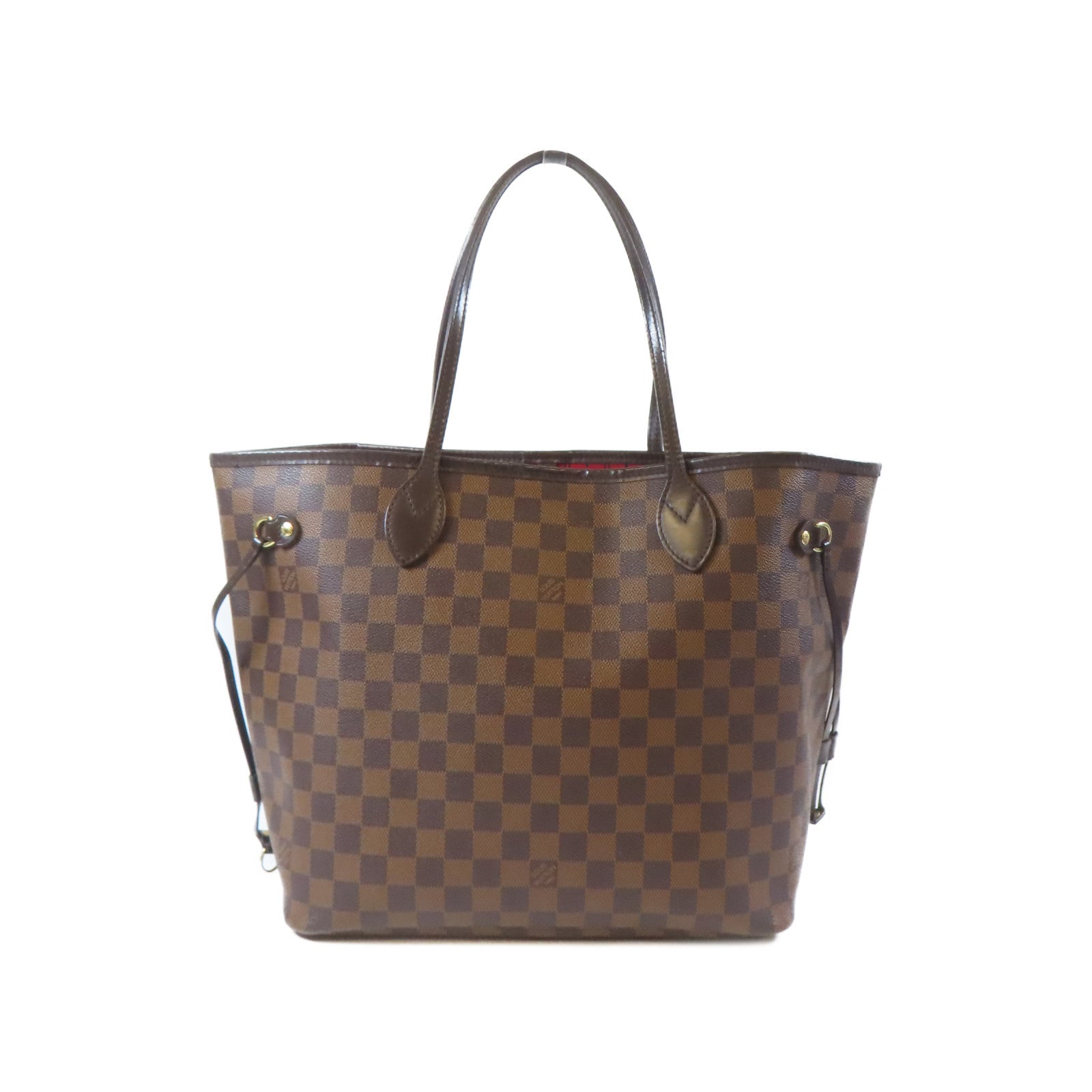 LOUIS VUITTON Damier Ebene Neverfull MM金扣手挽袋啡色
