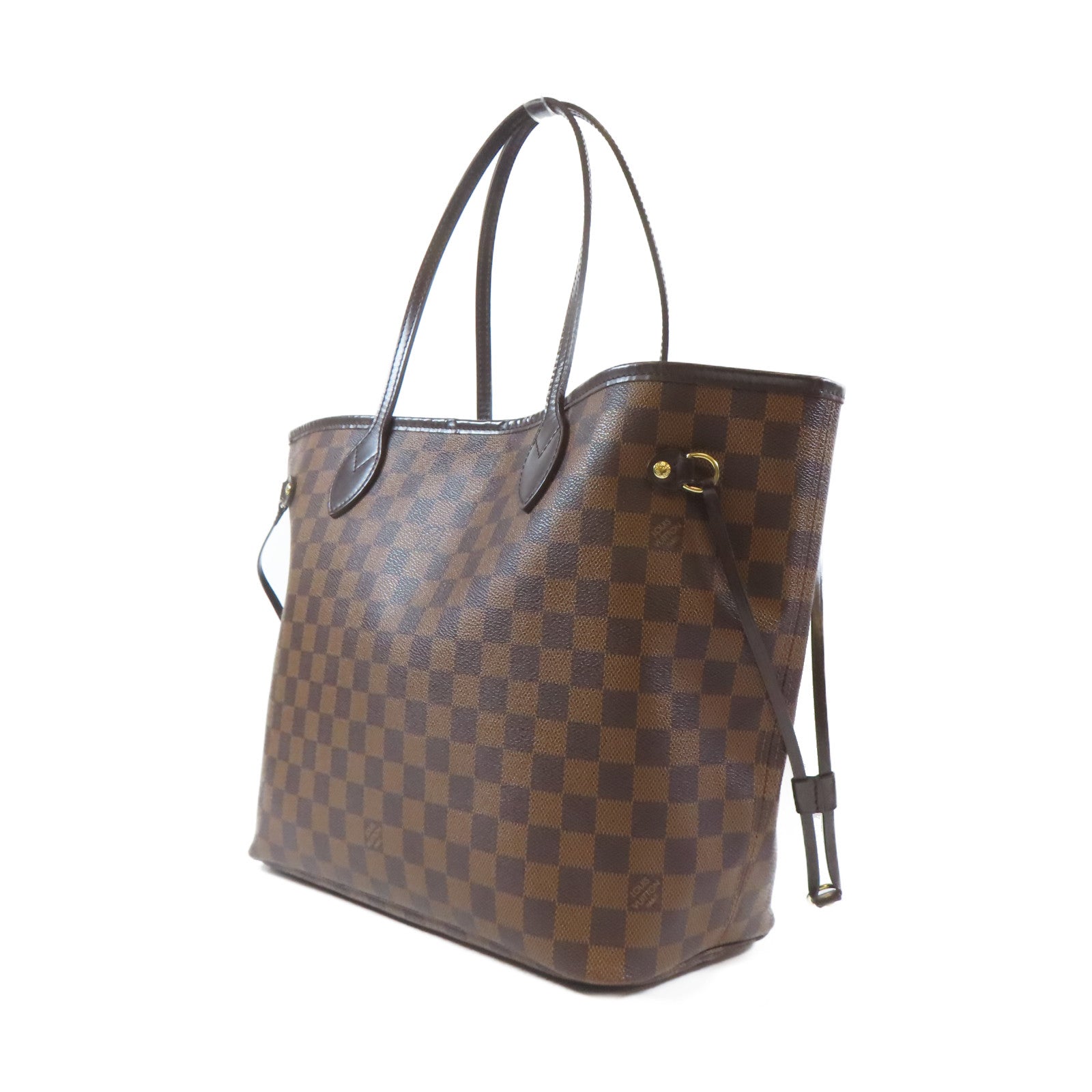LOUIS VUITTON Damier Ebene Neverfull MM金扣手挽袋啡色