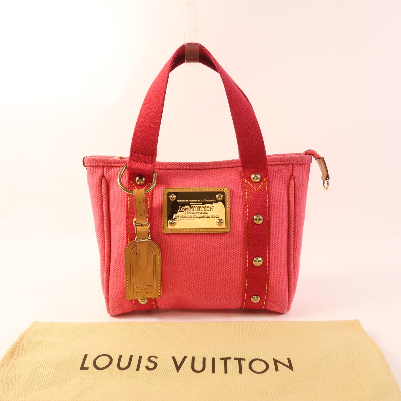 LOUIS VUITTON 帆布Antigua Cabas PM金扣手挽袋