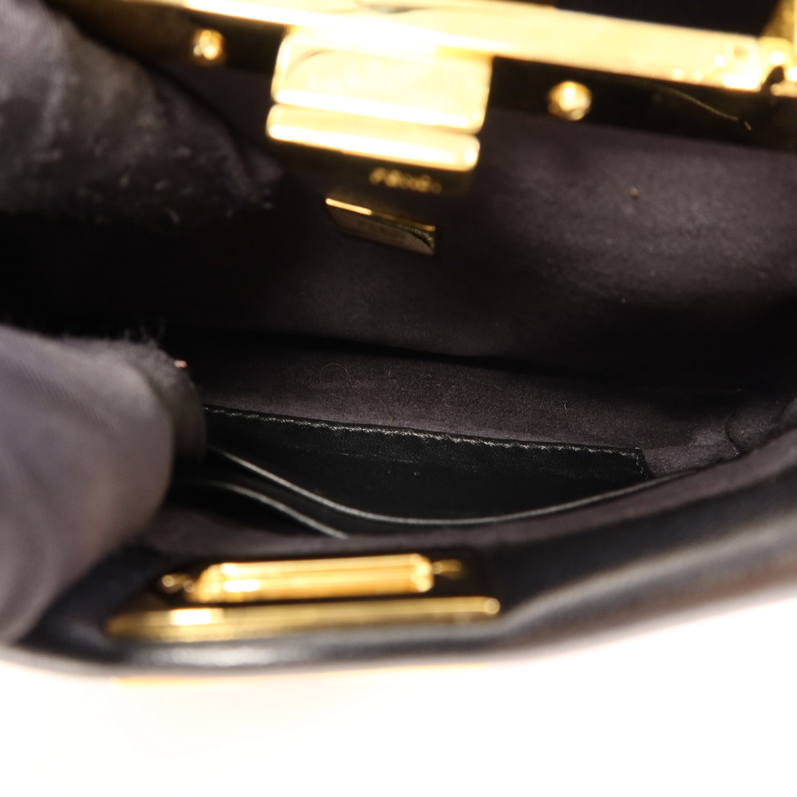 FENDI 牛皮皮革Micro Peekaboo金扣手挽肩背兩用袋
