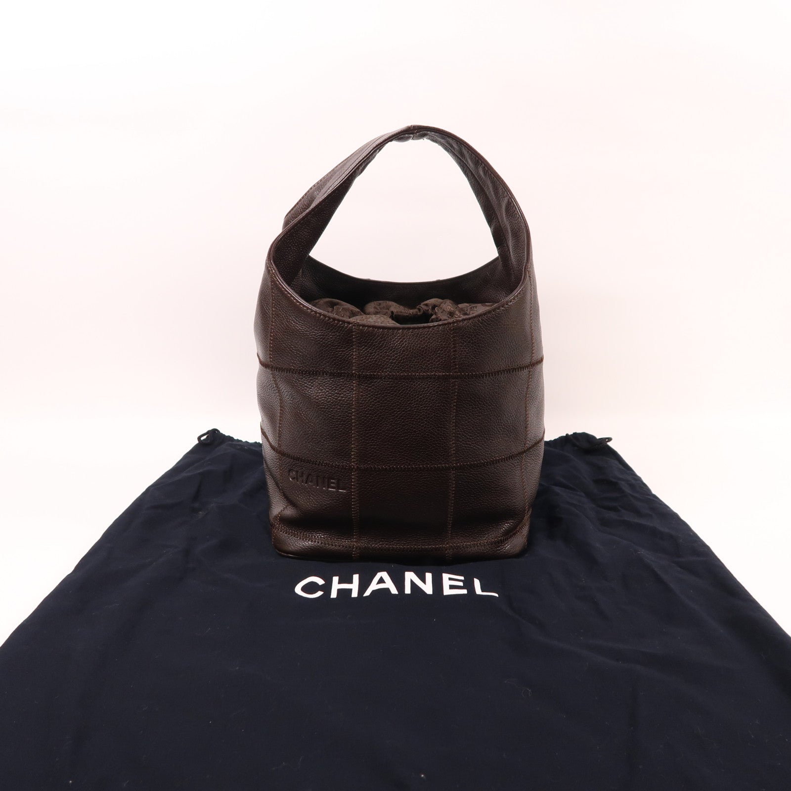 CHANEL 牛皮皮革Handbag銀扣手挽袋