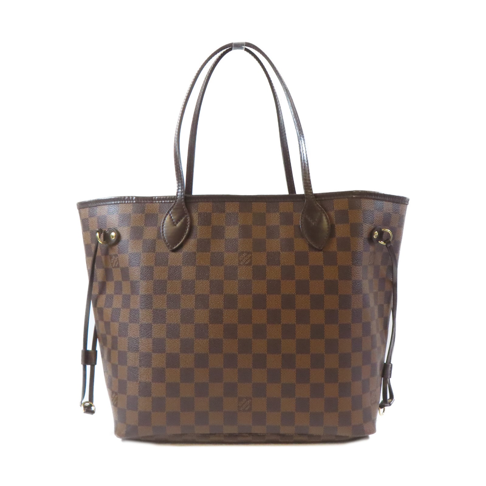 LOUIS VUITTON Damier Ebene Neverfull MM金扣手挽袋啡色