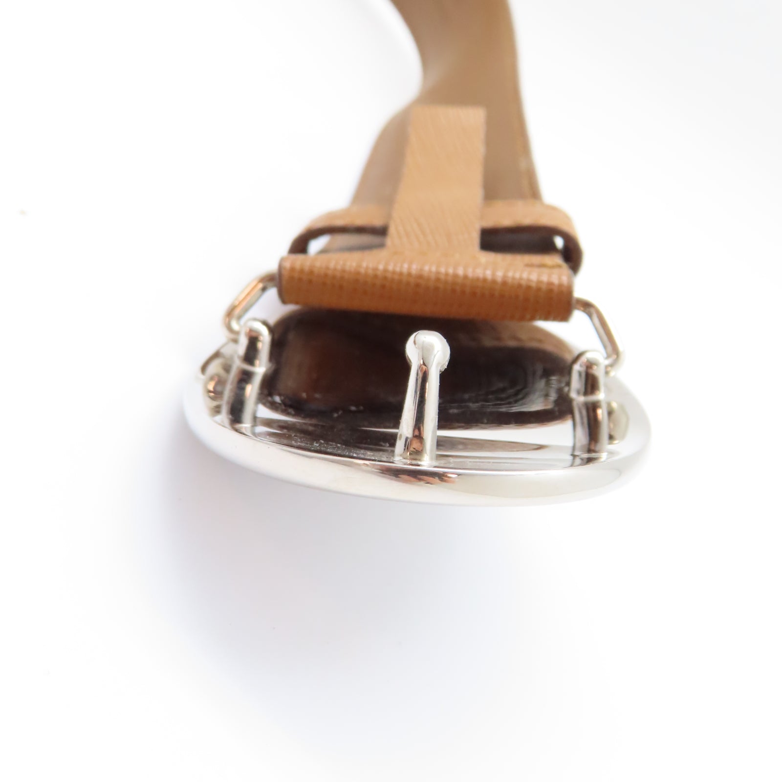 PRADA 牛皮皮革Belt 80cm銀扣皮帶啡色