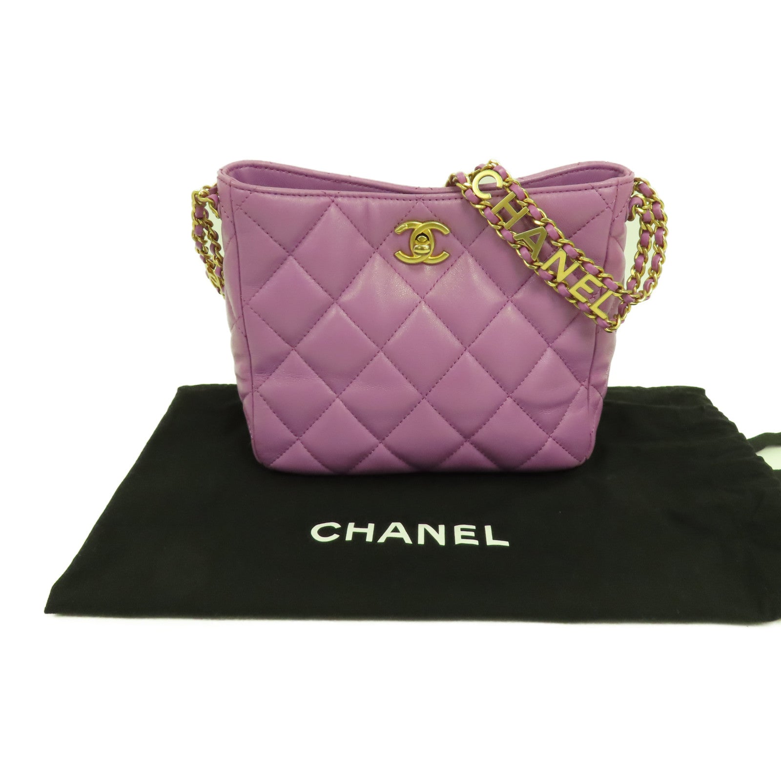 CHANEL 羊皮皮革Hobo金扣鏈帶肩背袋