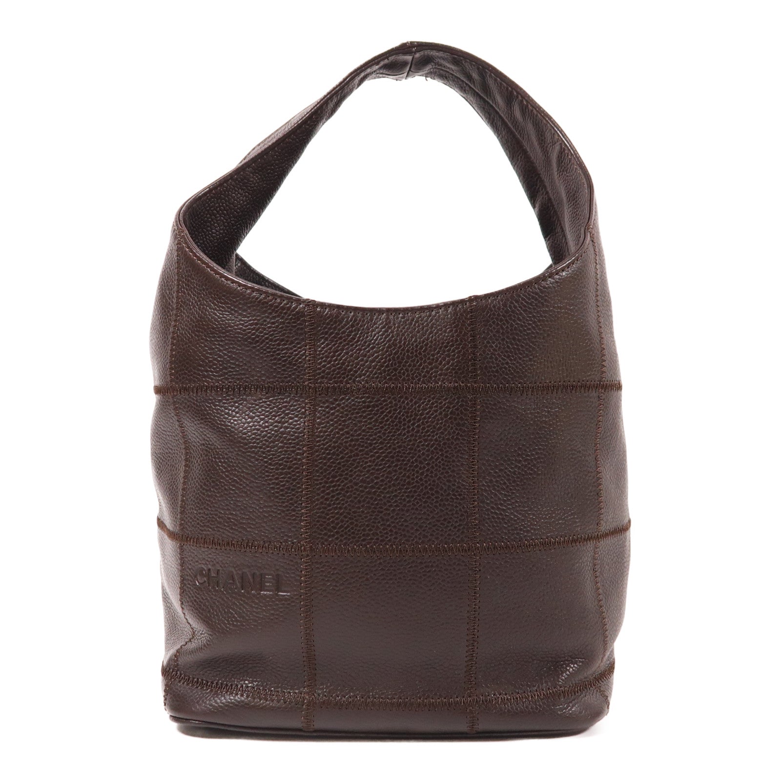 CHANEL 牛皮皮革Handbag銀扣手挽袋