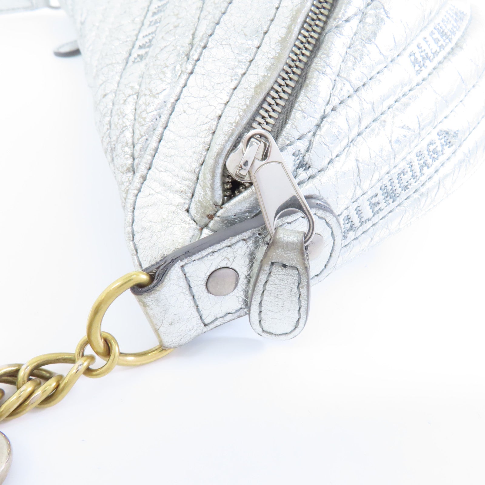 BALENCIAGA 【激減優惠】牛皮皮革Belt/Waist Bag金扣/銀扣腰包銀色