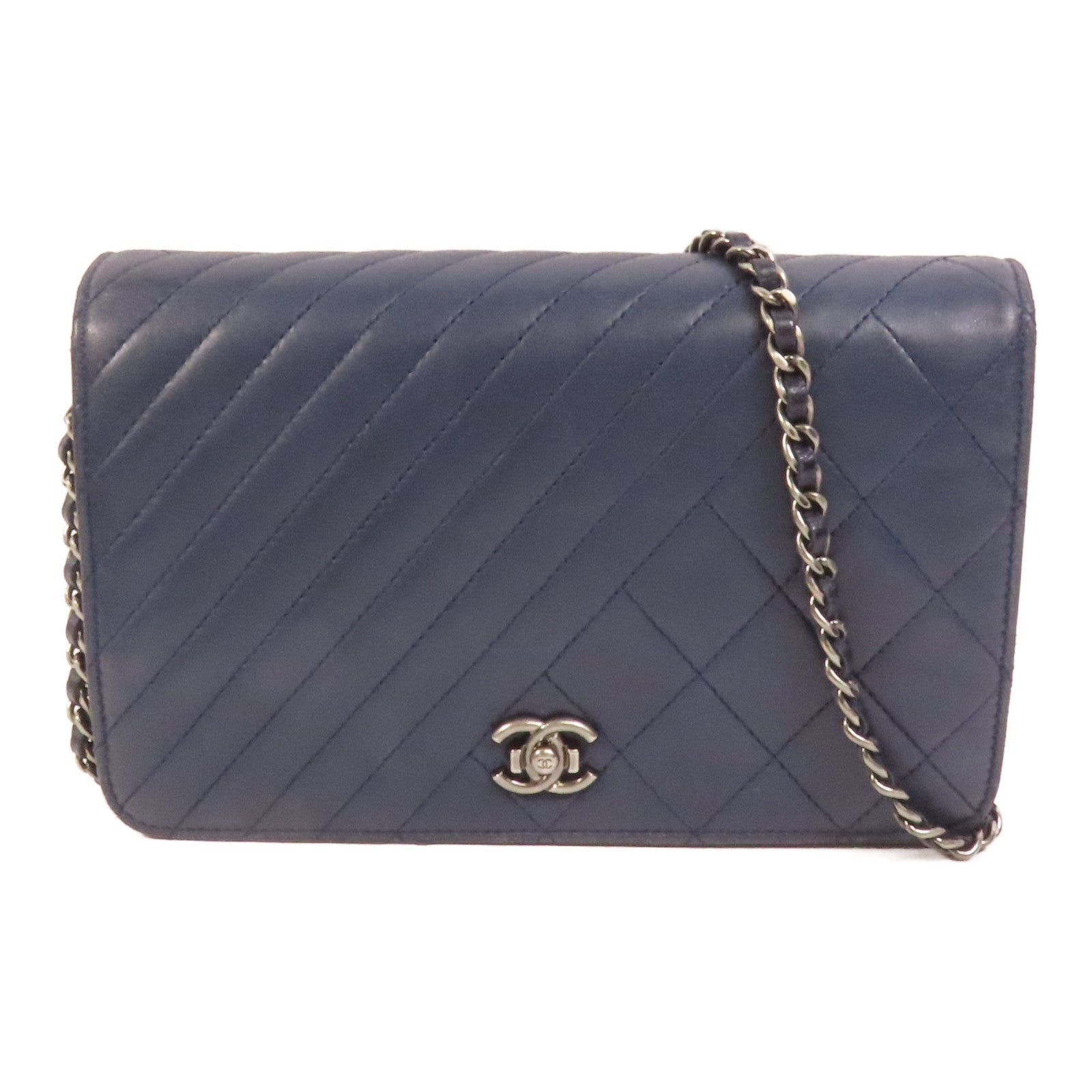 CHANEL 【激減優惠】羊皮皮革WOC Wallet On Chain銀扣鏈帶肩背袋