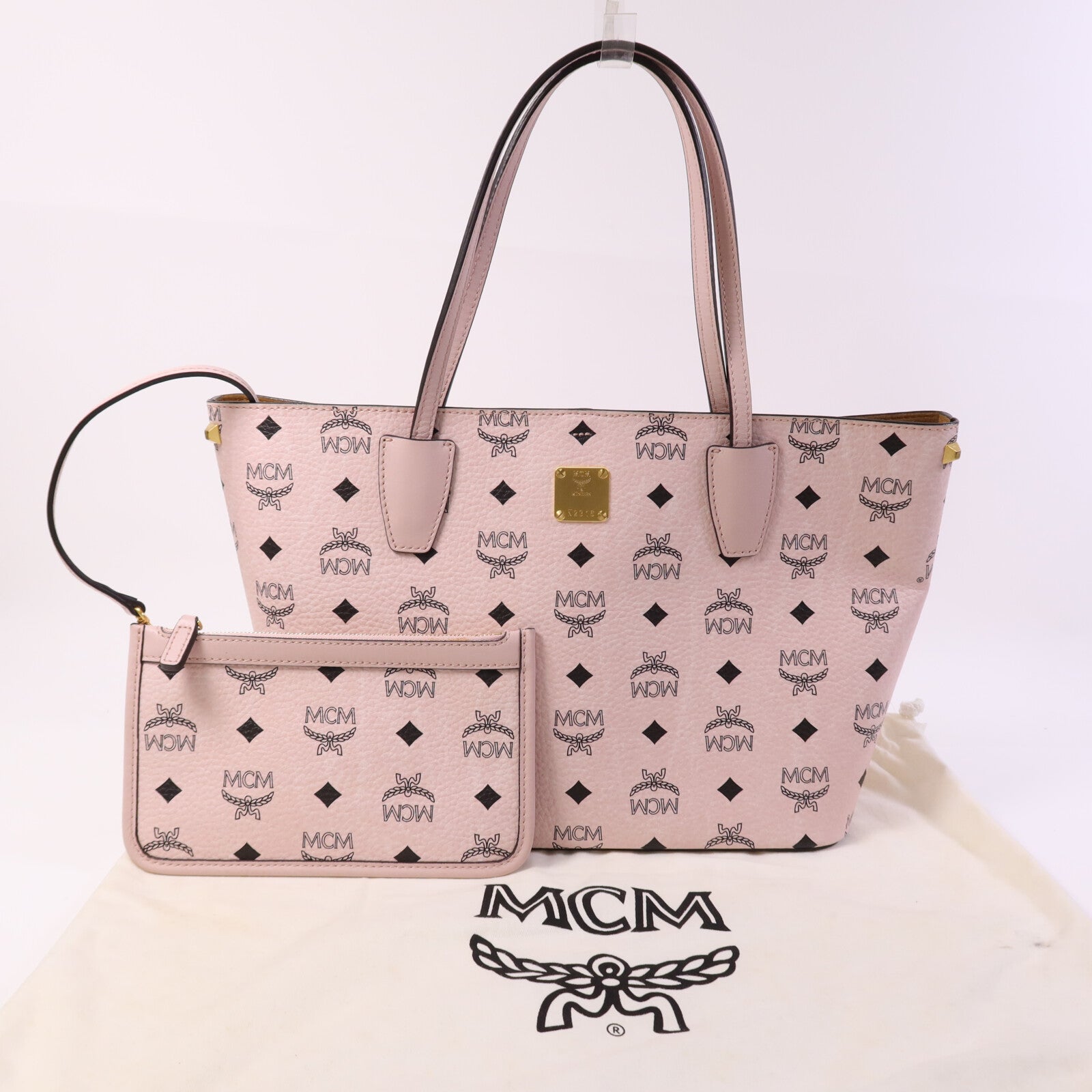 MCM 塗層帆布Tote Bag金扣手挽袋